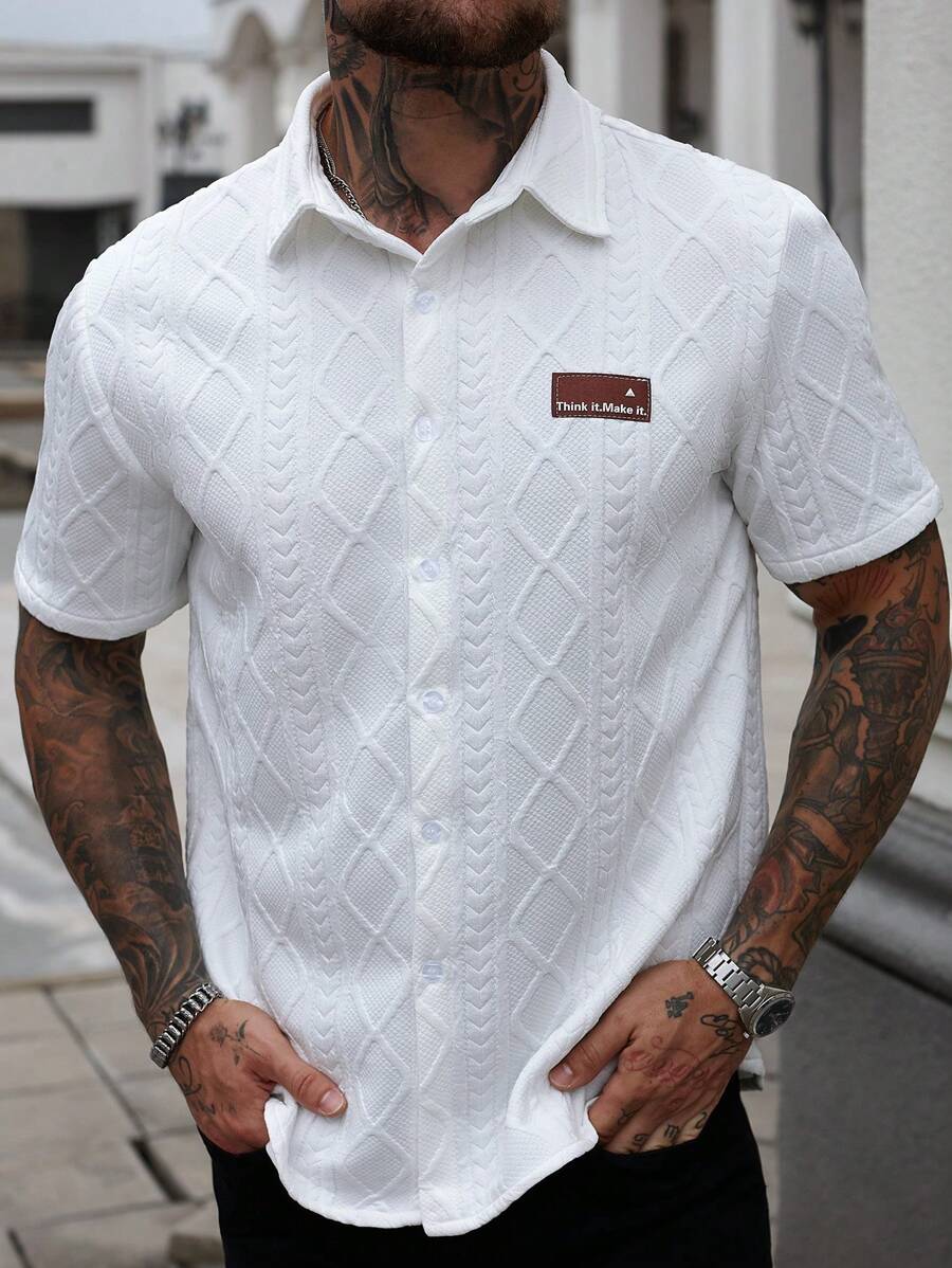 Manfinity CasualCool Camisa casual de manga corta de un solo abotonadura para hombre, versátil para el verano