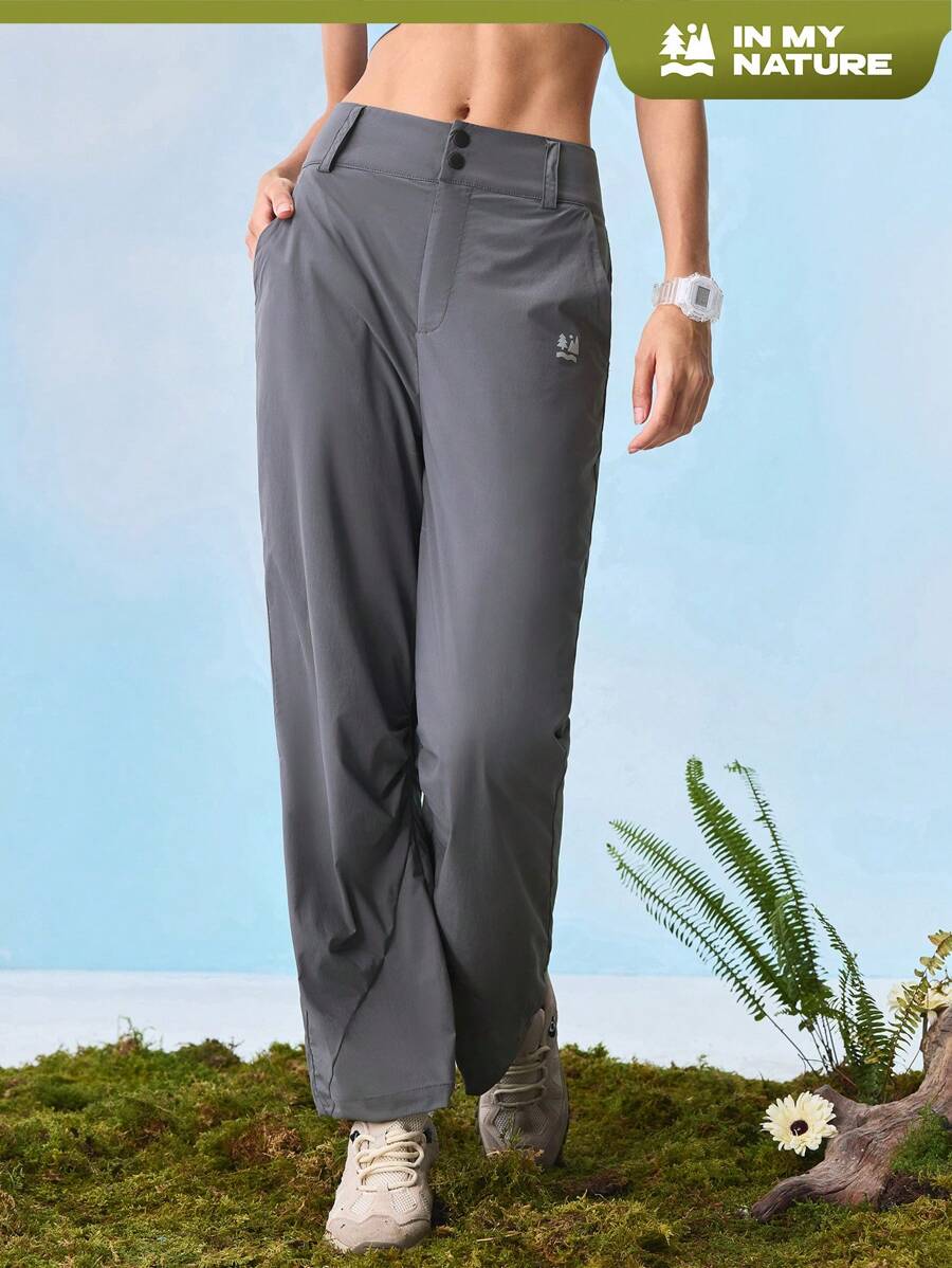 In My Nature Pantalones casuales sueltos y de moda para mujer de color gris con bolsillos, adecuados para senderismo
