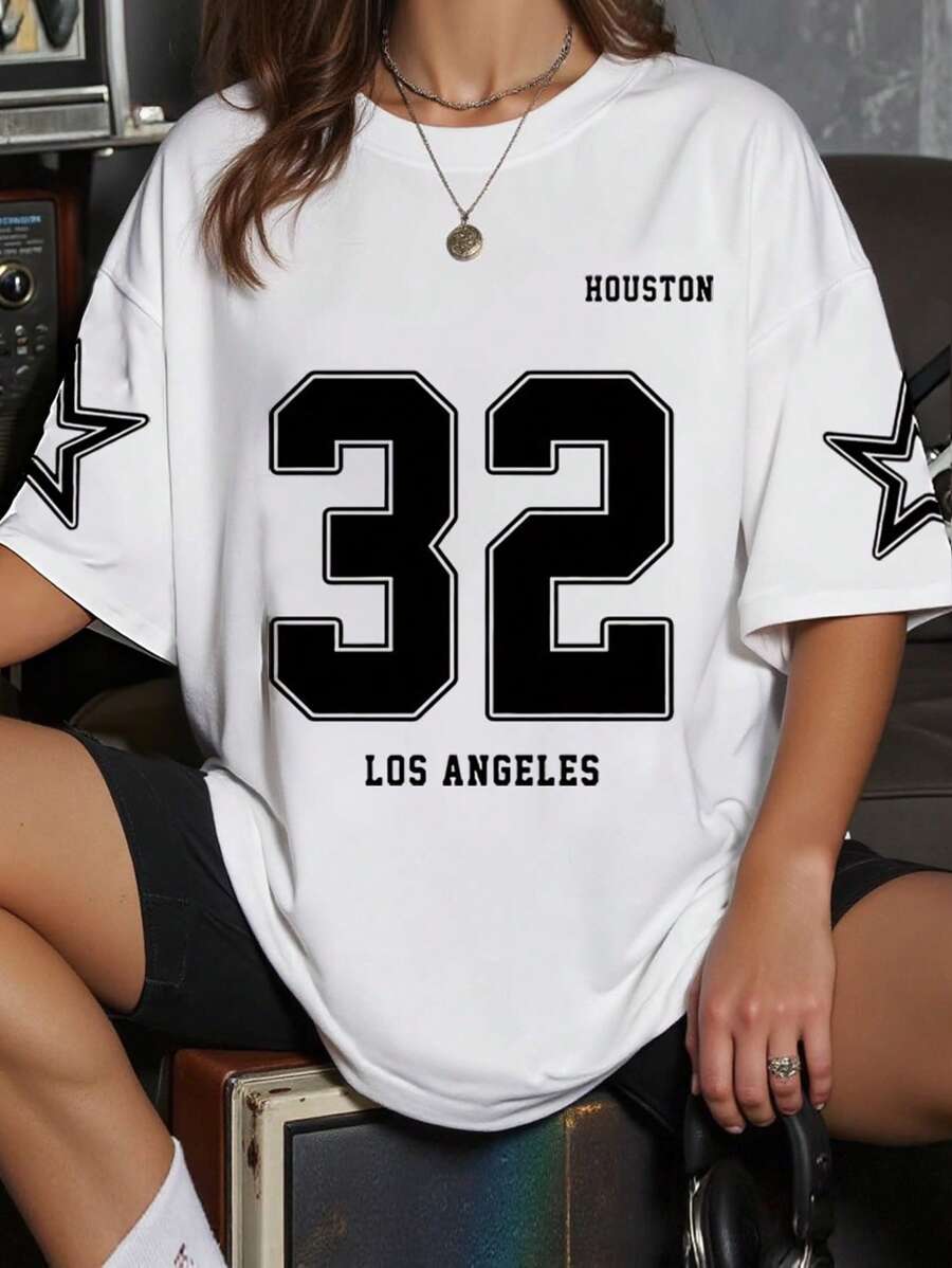 INAWLY Camiseta ligera de cuello redondo, de vestir en primavera-verano, de moda urbana, lavable a máquina, con estampado geométrico blanco y negro, ropa unisex para el armario de verano