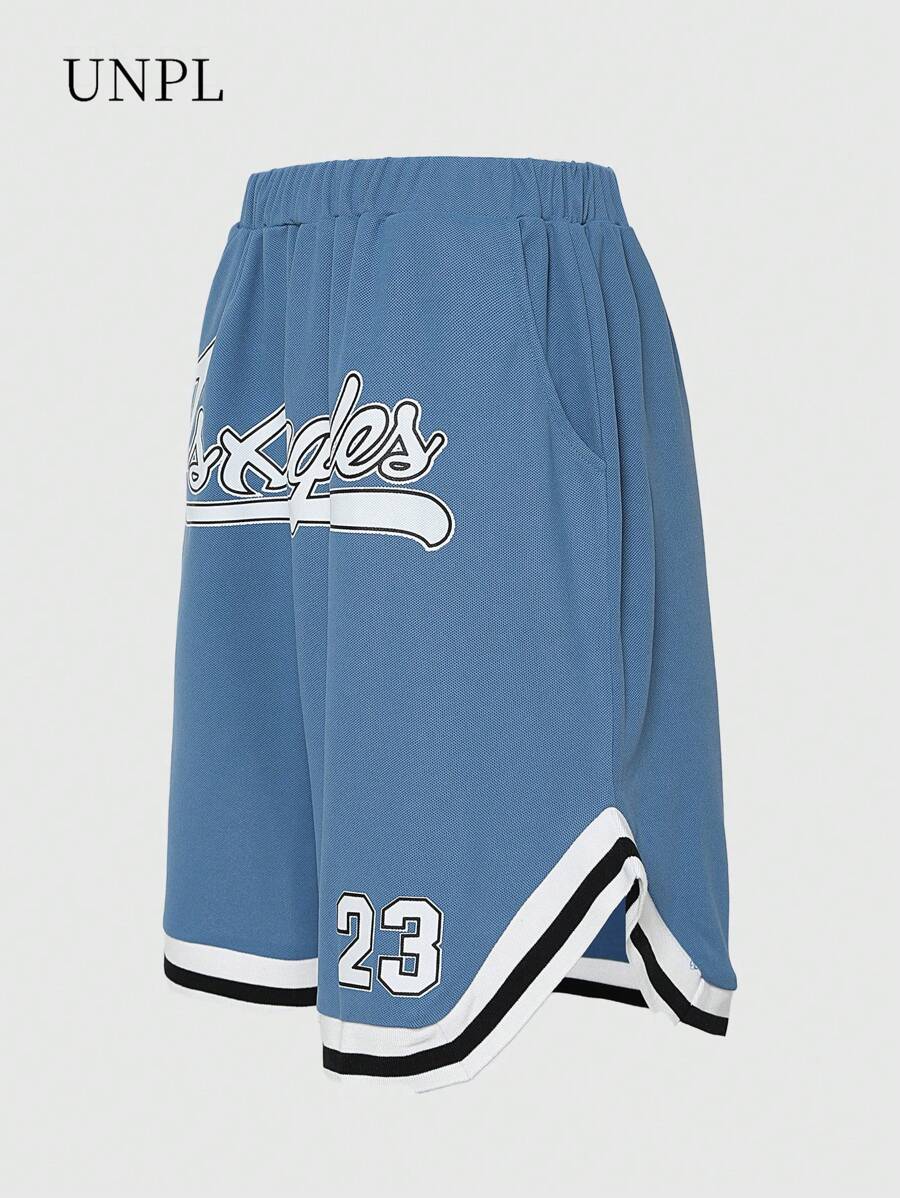 SHEIN Teen Boy's Loose Letter Print Street Style Shorts