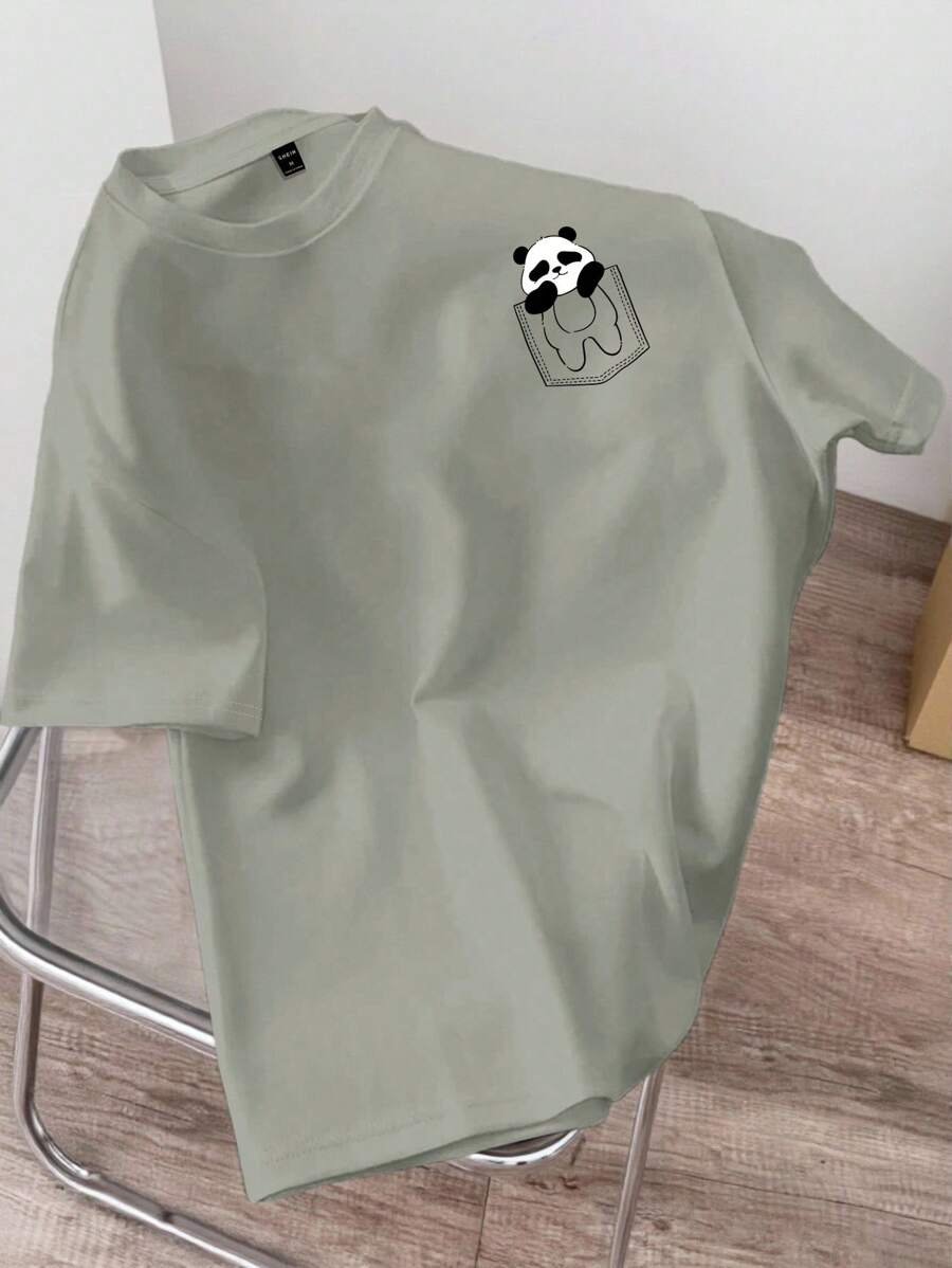 Manfinity Joysei Camiseta de manga corta de ajuste estándar verde oliva para hombre