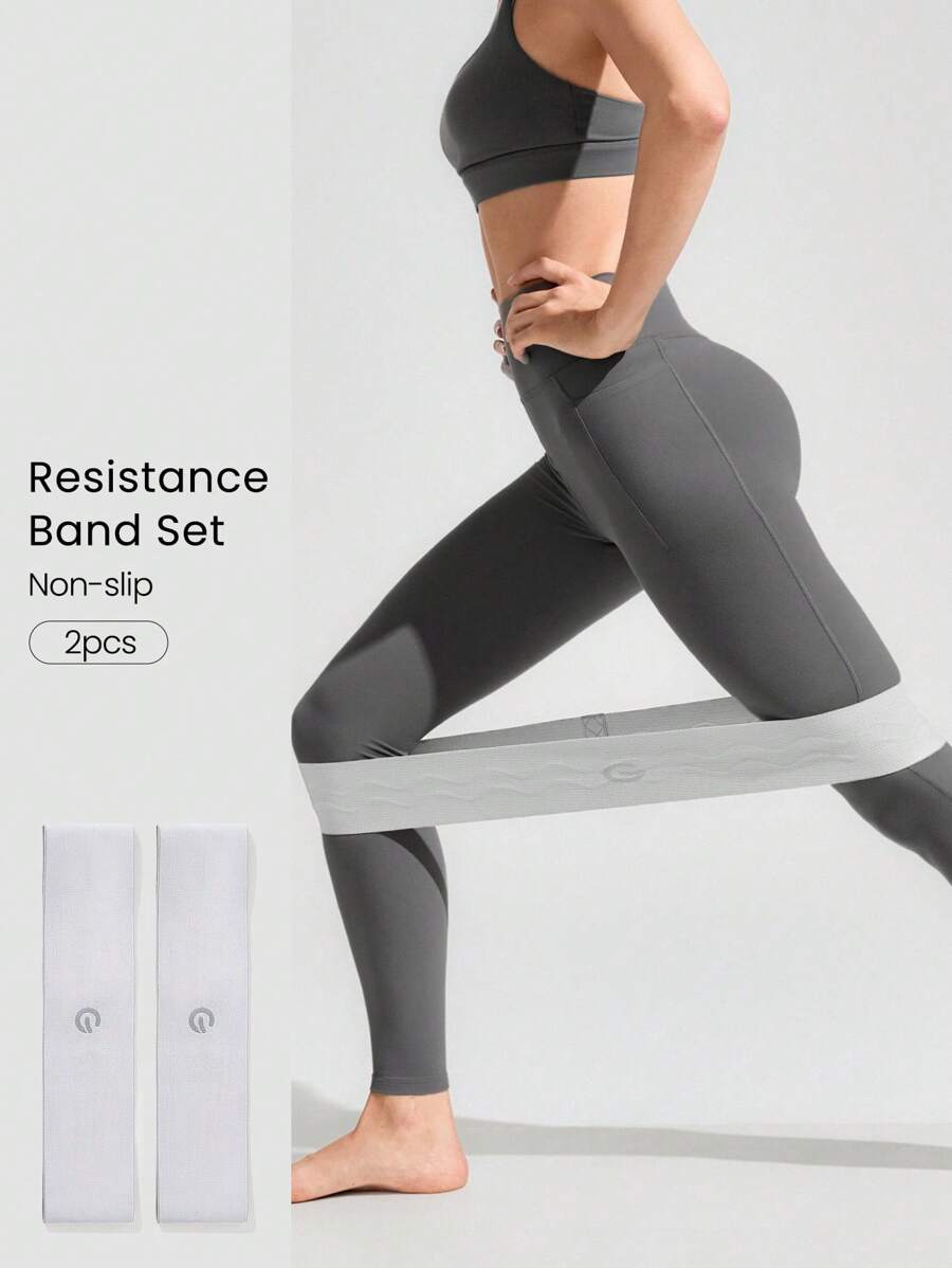 GLOWMODE 2pcs Yoga Pilates Training Widen Knitting Resistance Band Set