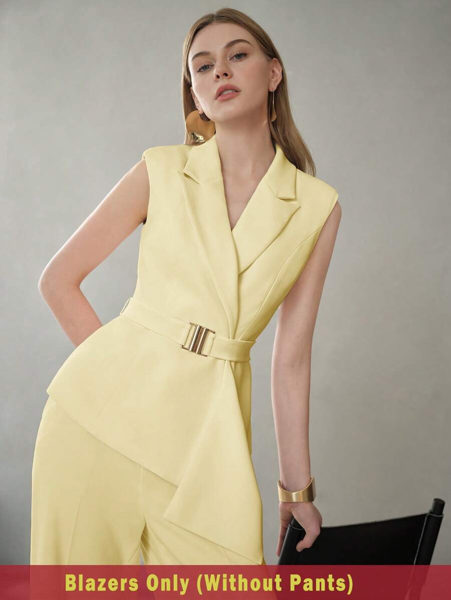 MOTF PREMIUM ASYMMETRICAL HEM PEAK LAPEL WAISTCOAT