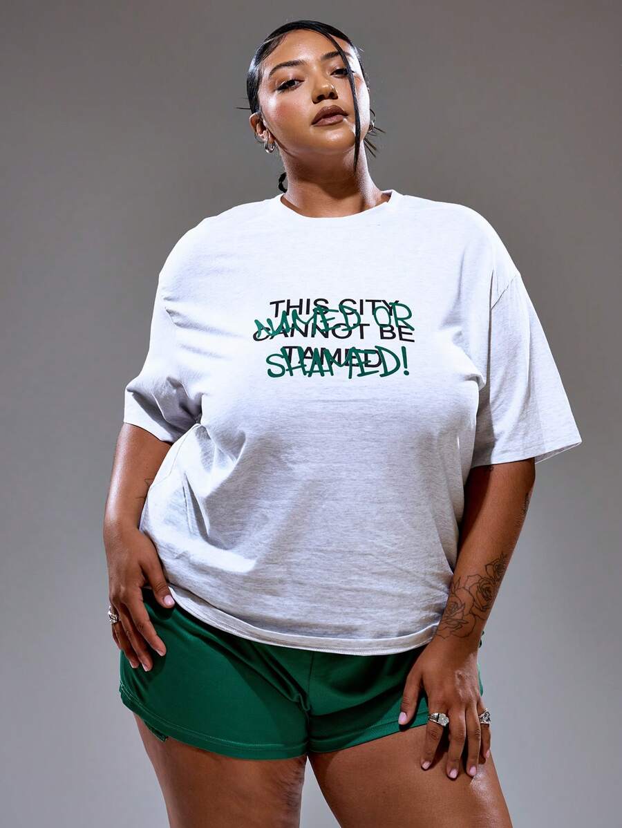 MUSERA Plus Size Print Slogan T-Shirt Summer Streetstyle Vacation Holiday 90's Y2k Cute Casual City Muse