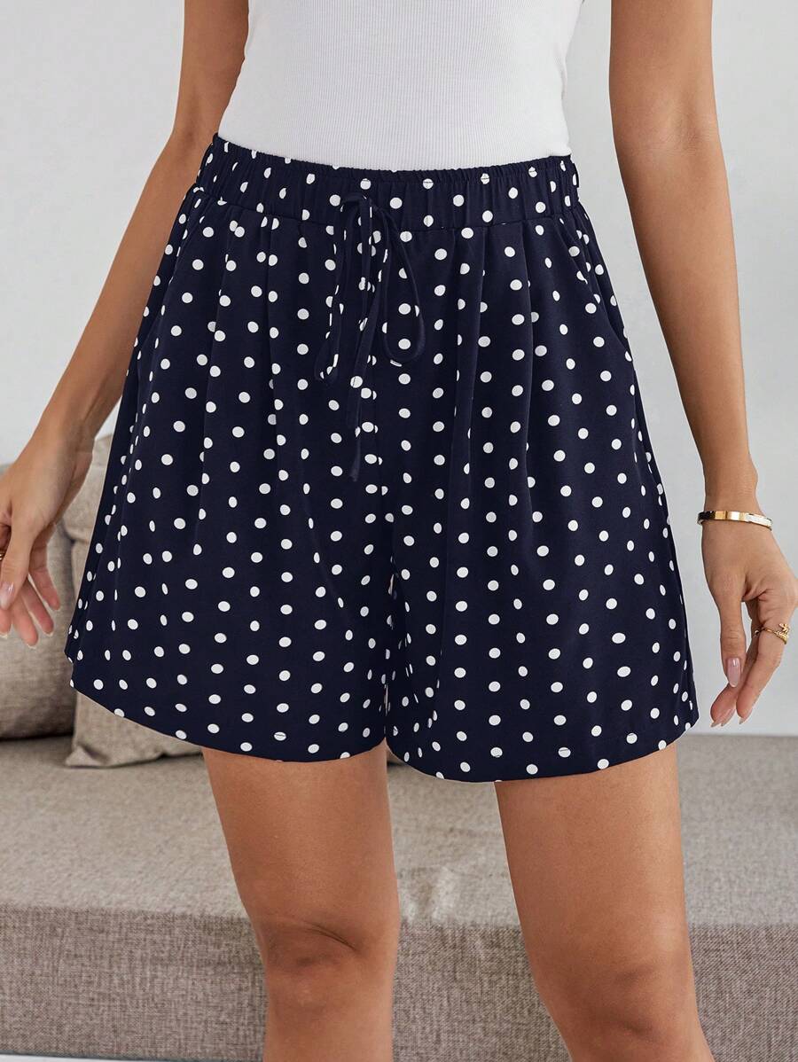 EMERY ROSE Shorts casuales de mujer con estampado de lunares, de verano