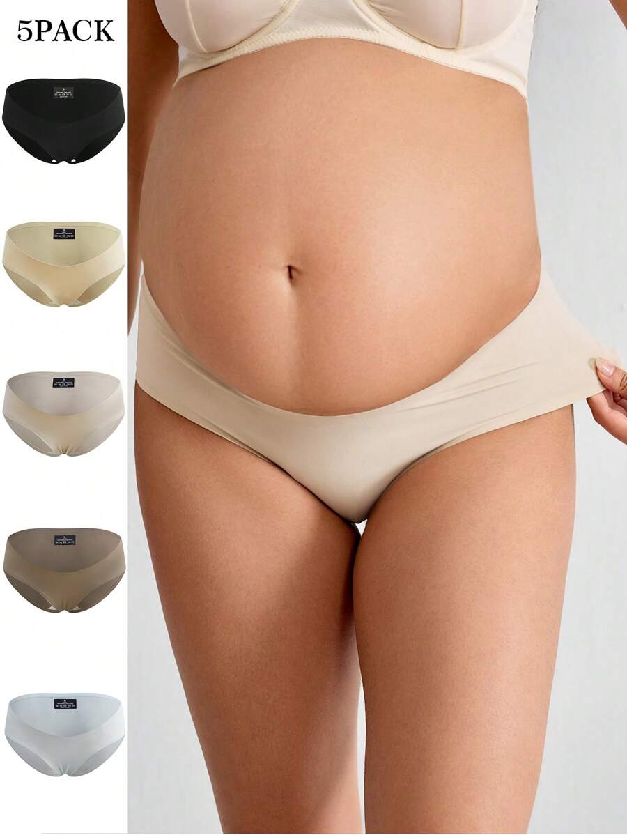 BloomMama paquete de 5 bragas minimalistas de unicolor para maternidad, de uso diario y casual