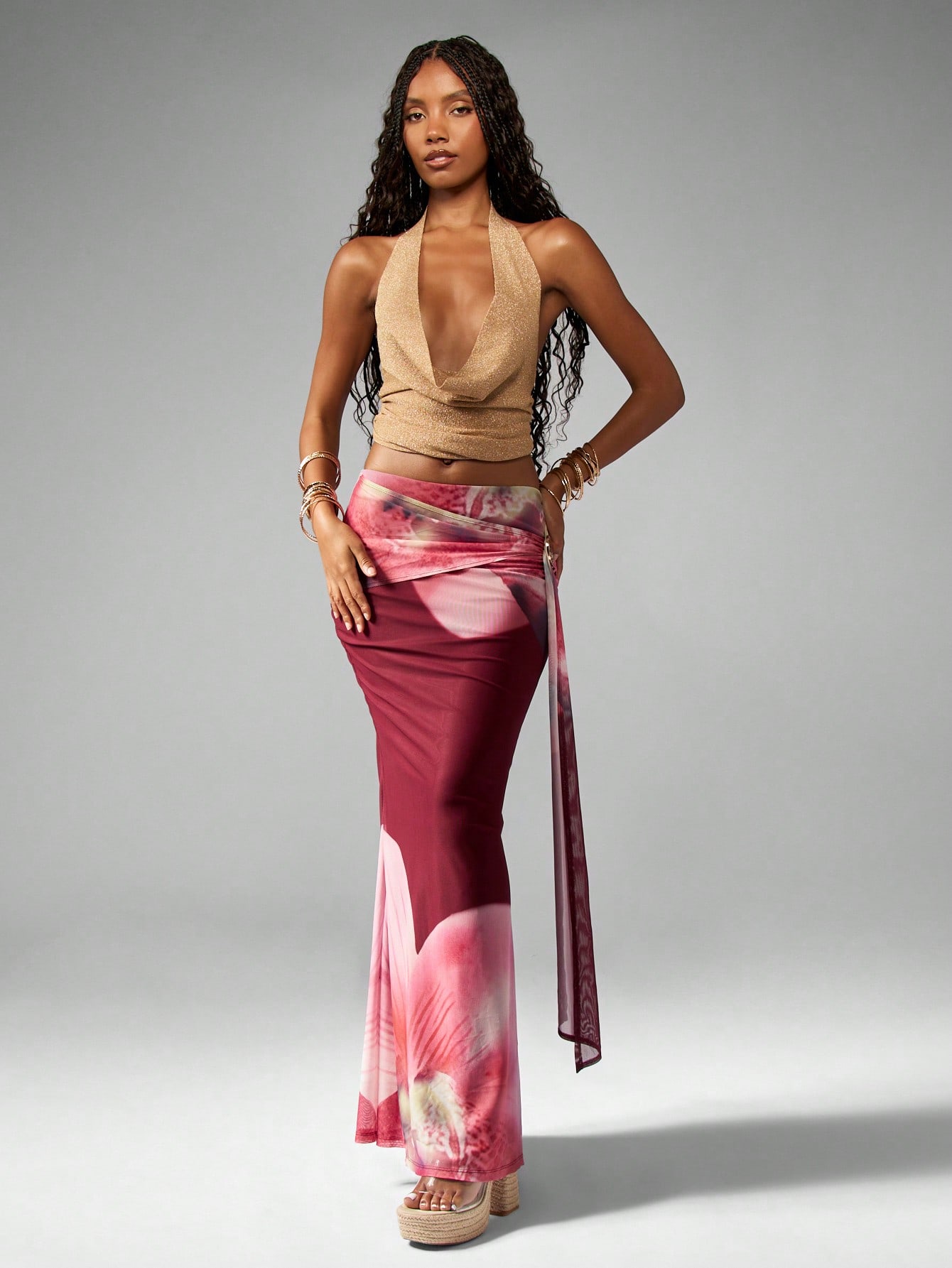 MARGE■Organdy&chiffonshirring maxiskirt Organdy & chiffon shirring maxi skirt (black) - MARGE Online