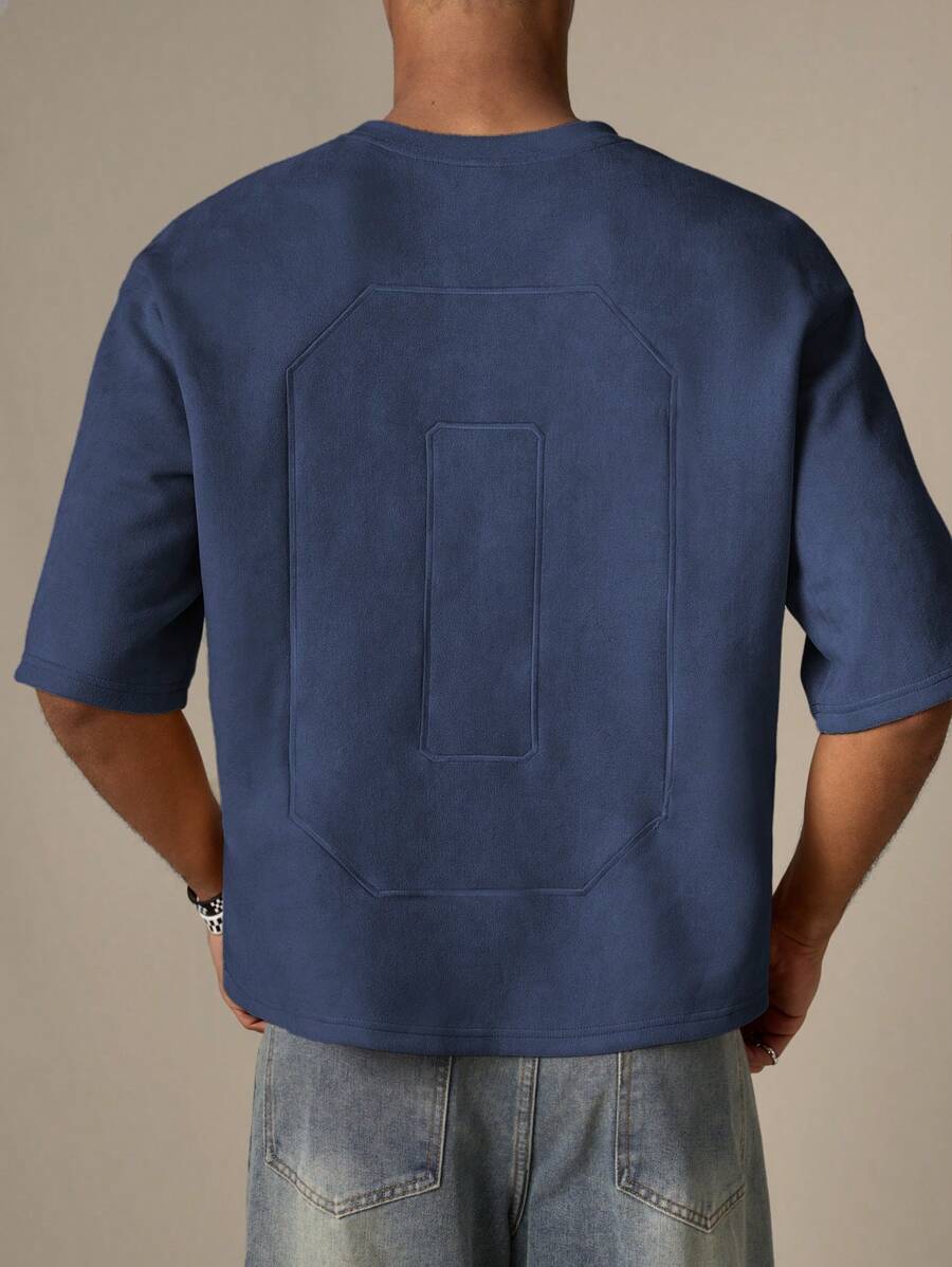 SWAVVY Camiseta de manga corta informal y holgada con bordado numérico para hombres