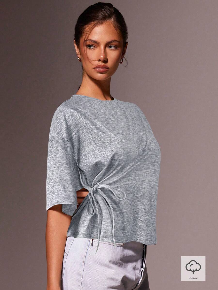 Athîral Maglietta a manica corta monocromatica da donna, di moda per l'estate