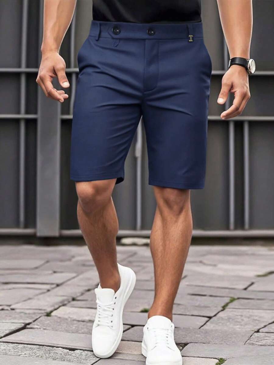 Manfinity Homme Men's Casual Straight Leg Shorts, Summer Fashion Shorts
