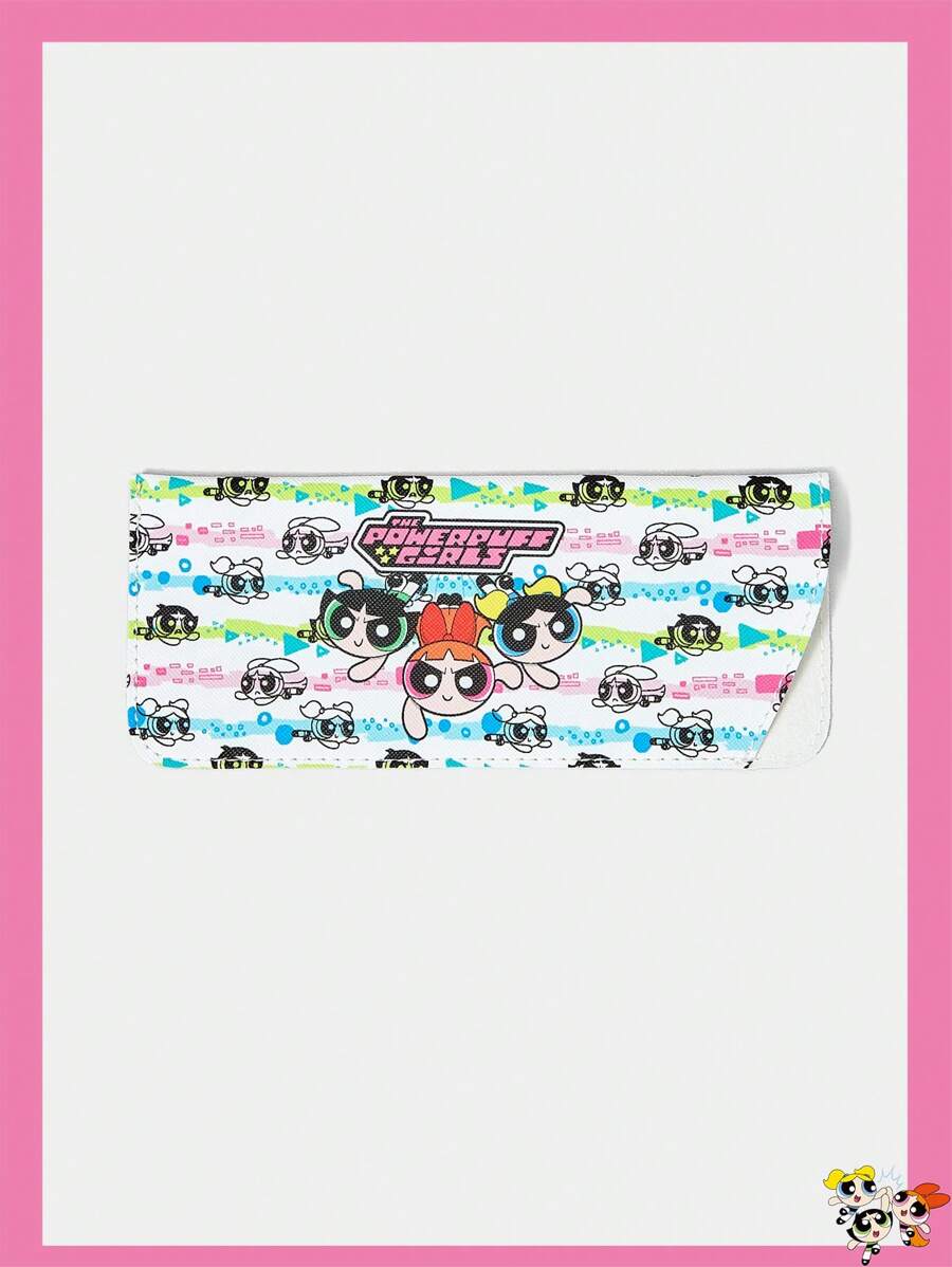 THE POWERPUFF GIRLS X SHEIN Étui à lunettes mignon avec motif Fleur, Bulles, Buttercup et lignes arc-en-ciel