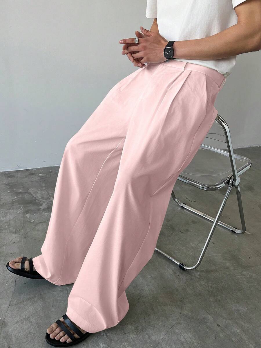 Manfinity Hypemode Pantalones anchos de unicolor versátiles y casuales para hombres