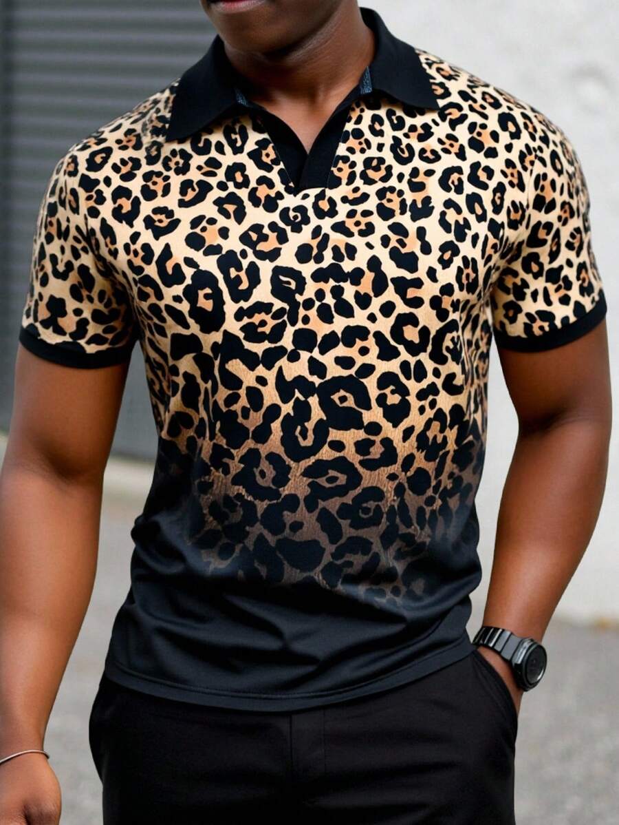 Manfinity VCAY Camisa polo de manga corta holgada de punto casual de moda para hombres
