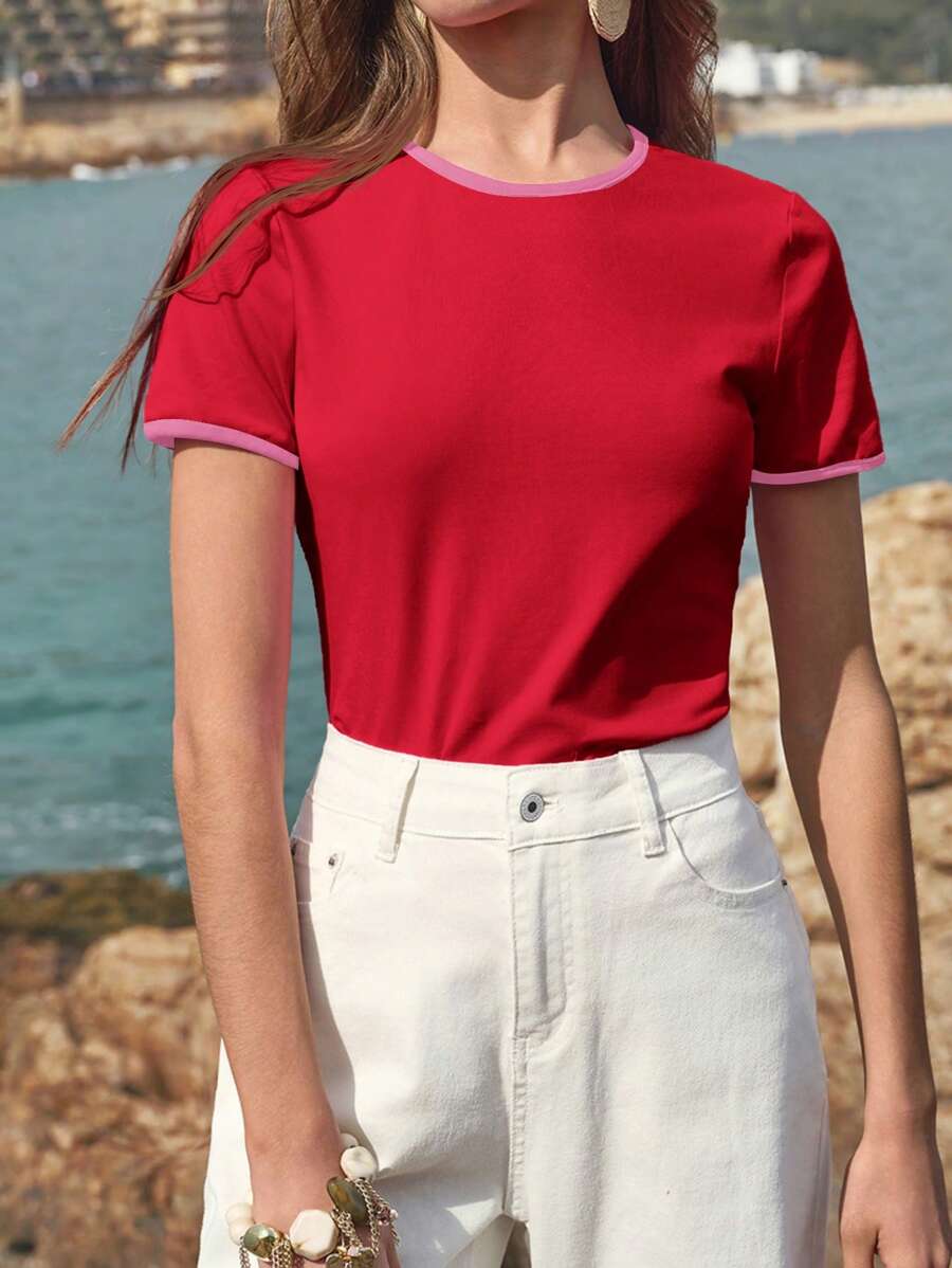 MOTF PREMIUM T-shirt a maniche corte con profili a contrasto
