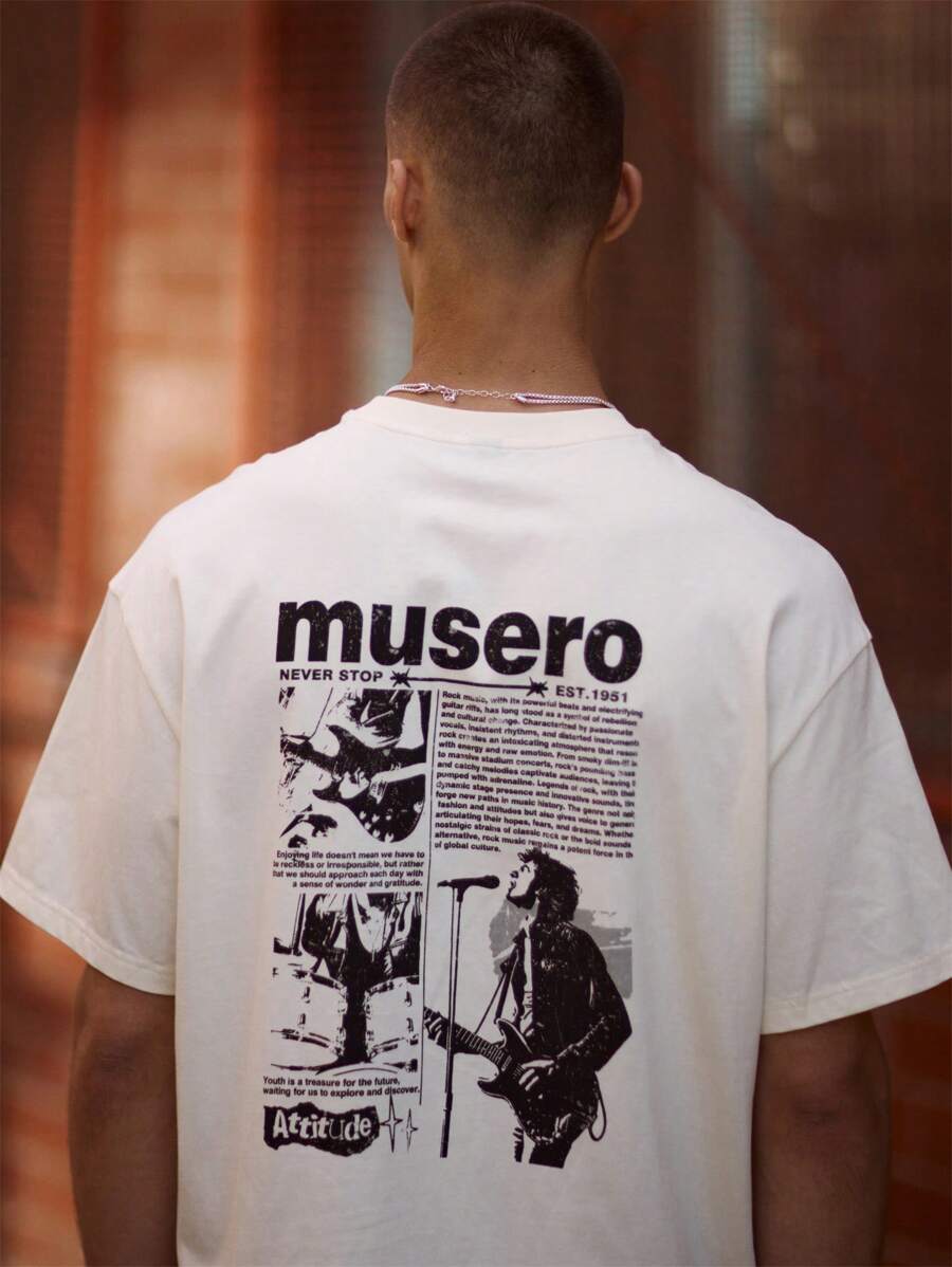 Musero Camiseta de manga corta oversize con estampado gráfico en la espalda, diseño caído de hombro, para verano, primavera, vacaciones, estilo callejero