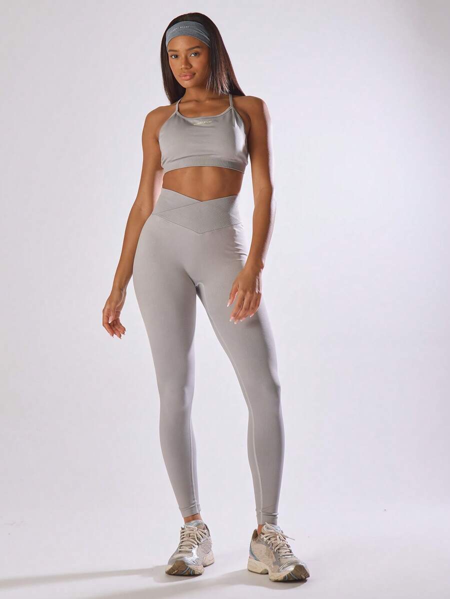 Musera Sport Seamless Cross Over Waistband Fitted Leggings Active Comfy Workout Gym Outfit Running Run Club ,Padel, Tennis, Pickleball