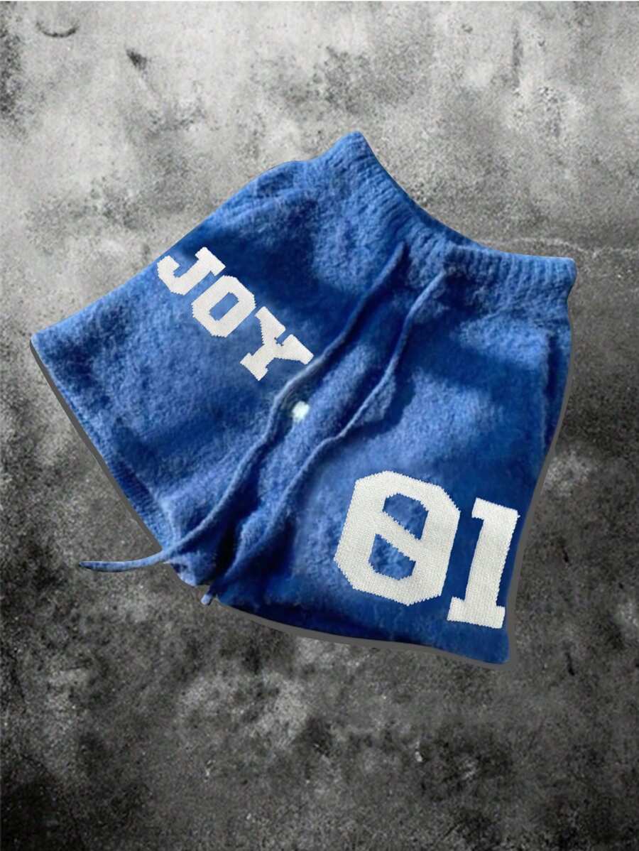 Manfinity ZONE917 Shorts casuales para hombre con cordón a la cintura y estampado de letras