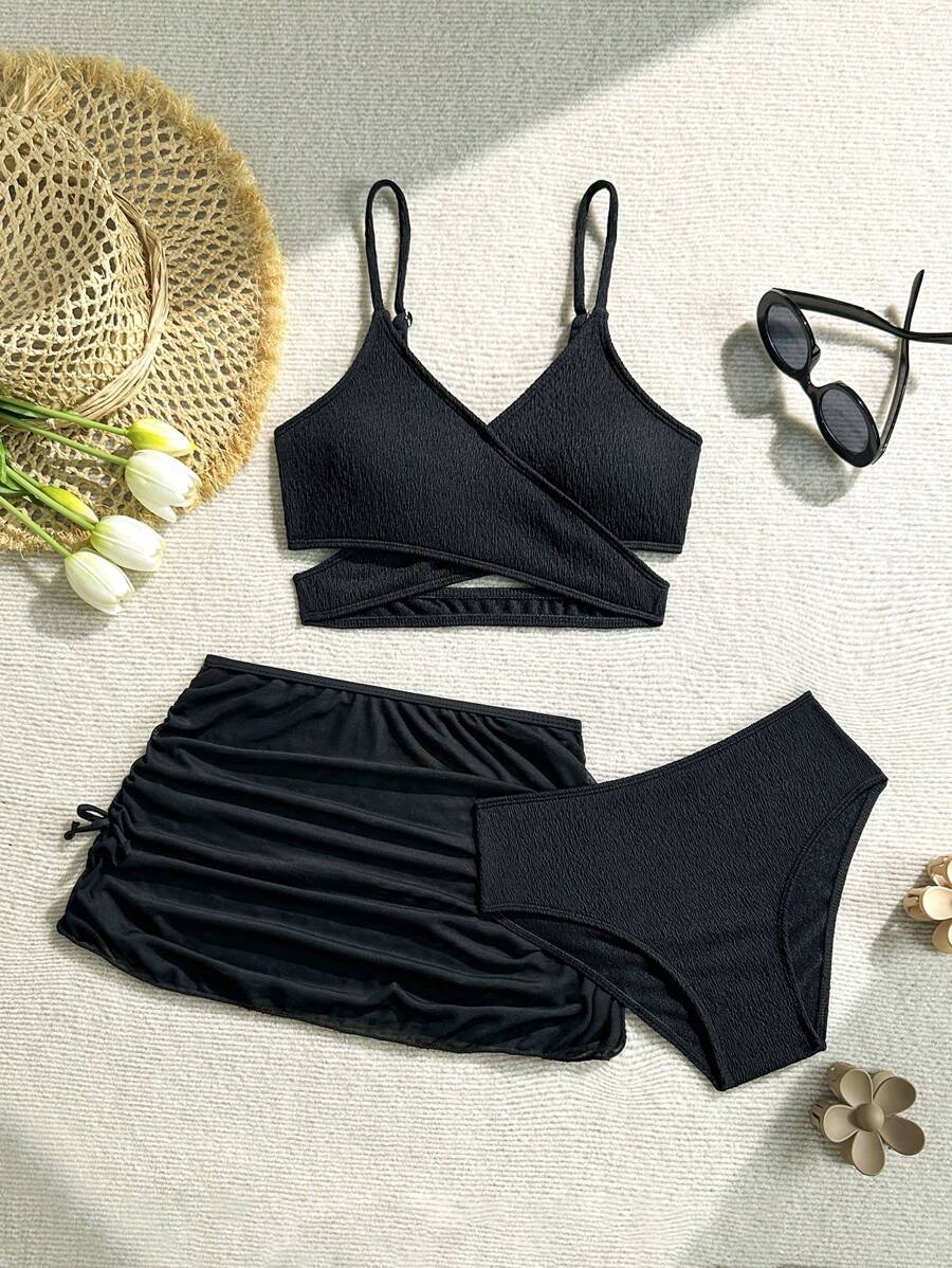 Tween Girls Casual Everyday Tank Top, Shorts, Skirt, Swimwear 5PCS Set, Minimalist & Stylish