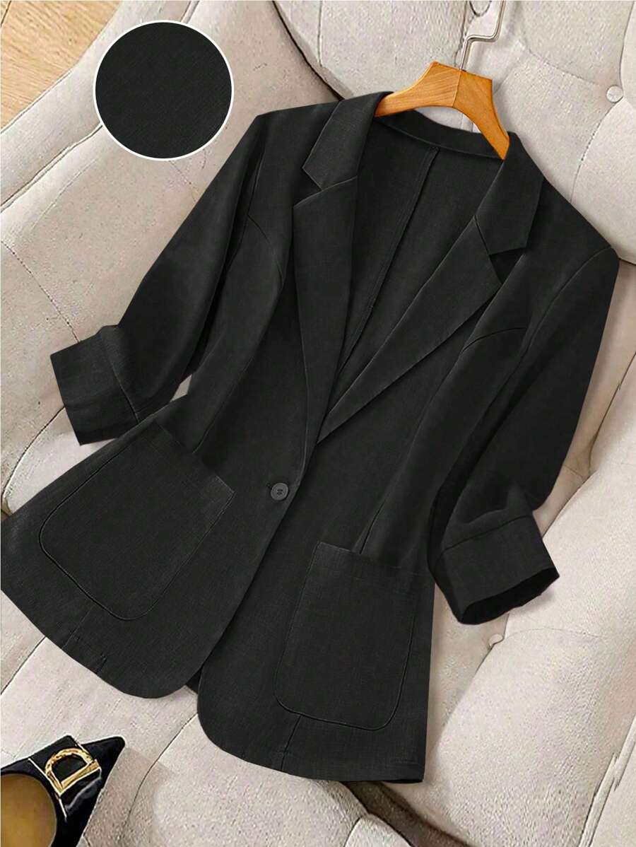 Regalyn Blazer informal de talla grande para mujer, de color liso y delgado, para oficina