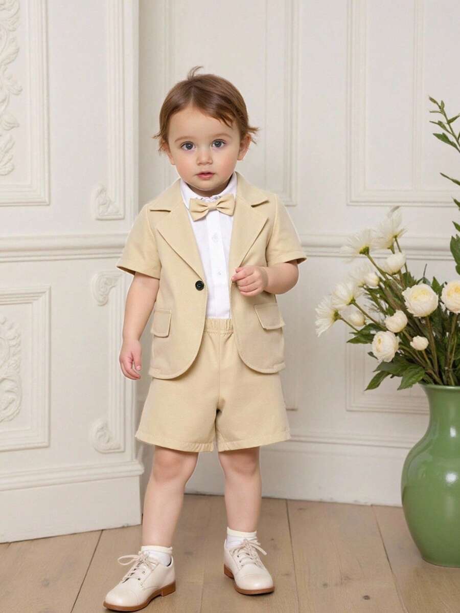 Souflis Baby Boy Casual Plain Short Sleeve Top And Shorts Set