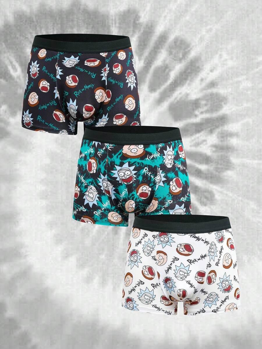 Rick and Morty X SHEIN Cuecas Boxer Estampa Cartoon para Homens