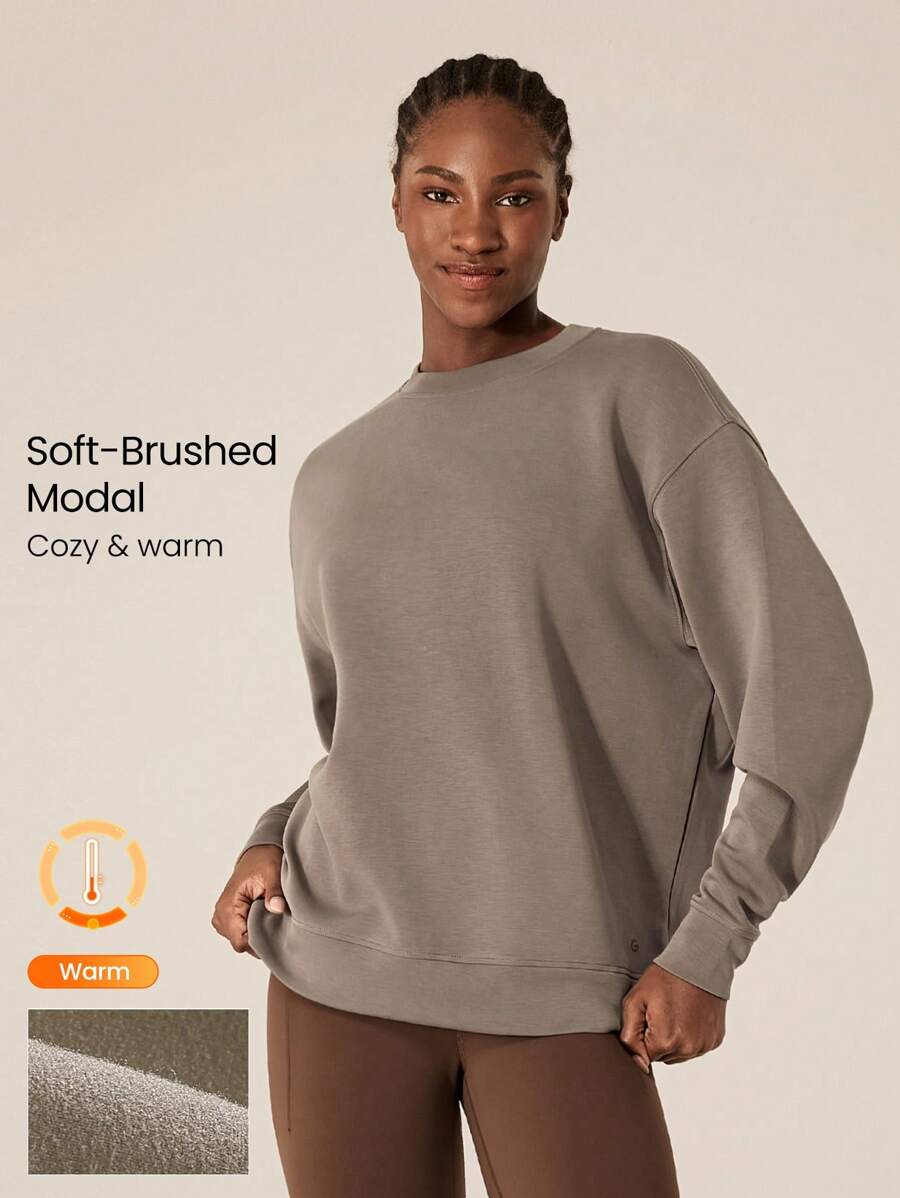 GLOWMODE Modal Fleece Soft Warm Oversized Long Sleeve Sweatshirt Daily Casual Fall Winter