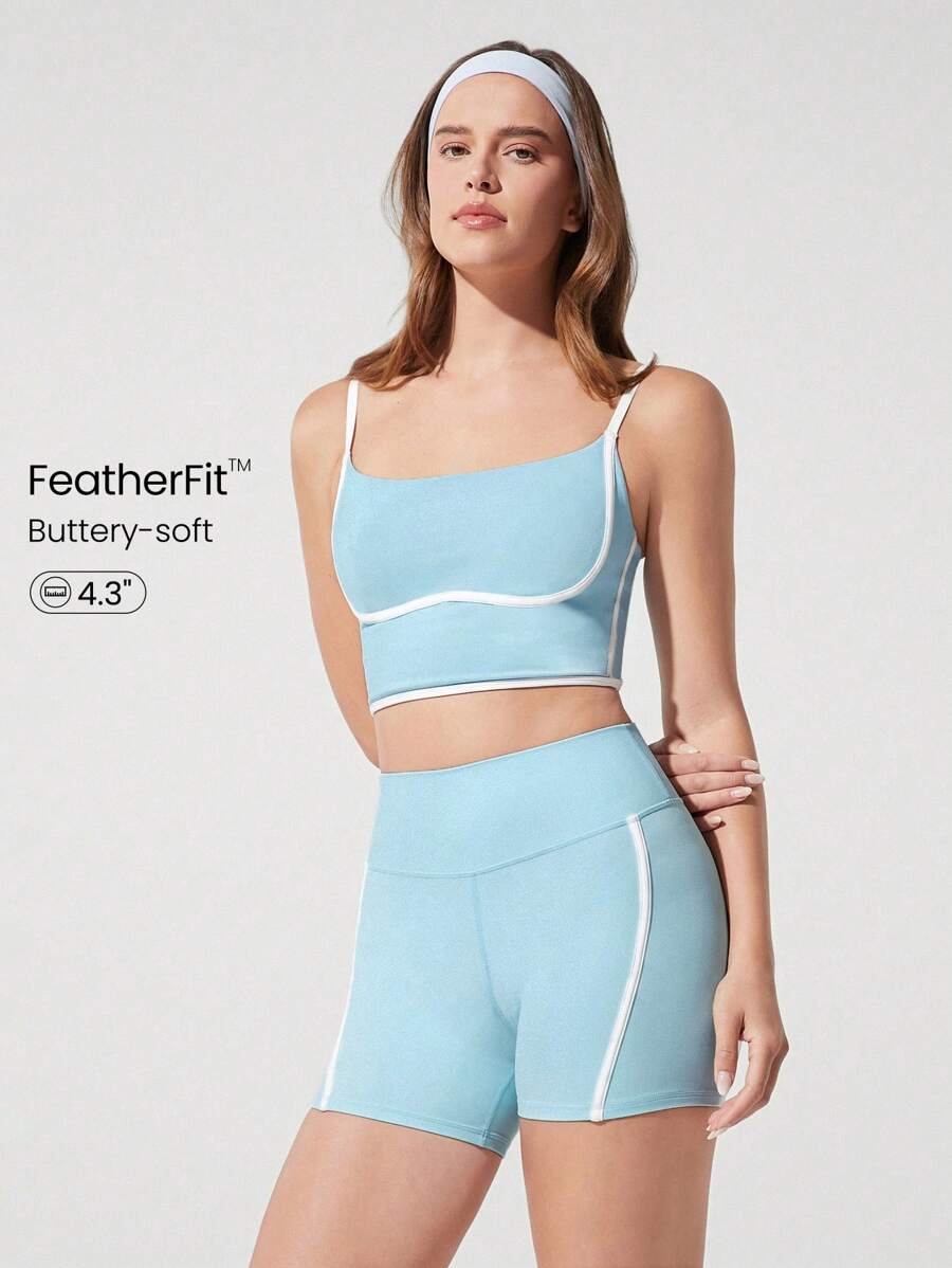 GLOWMODE 4.3'' FeatherFit™ Contrast Color Shorts Low Impact Yoga Pilates Studio Daily Casual Wear