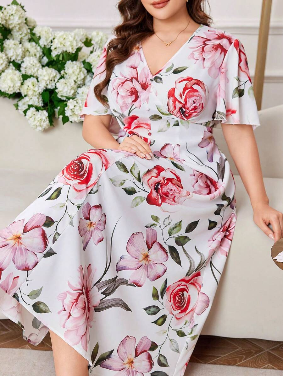 Modelyn Plus Size Floral Print Dress