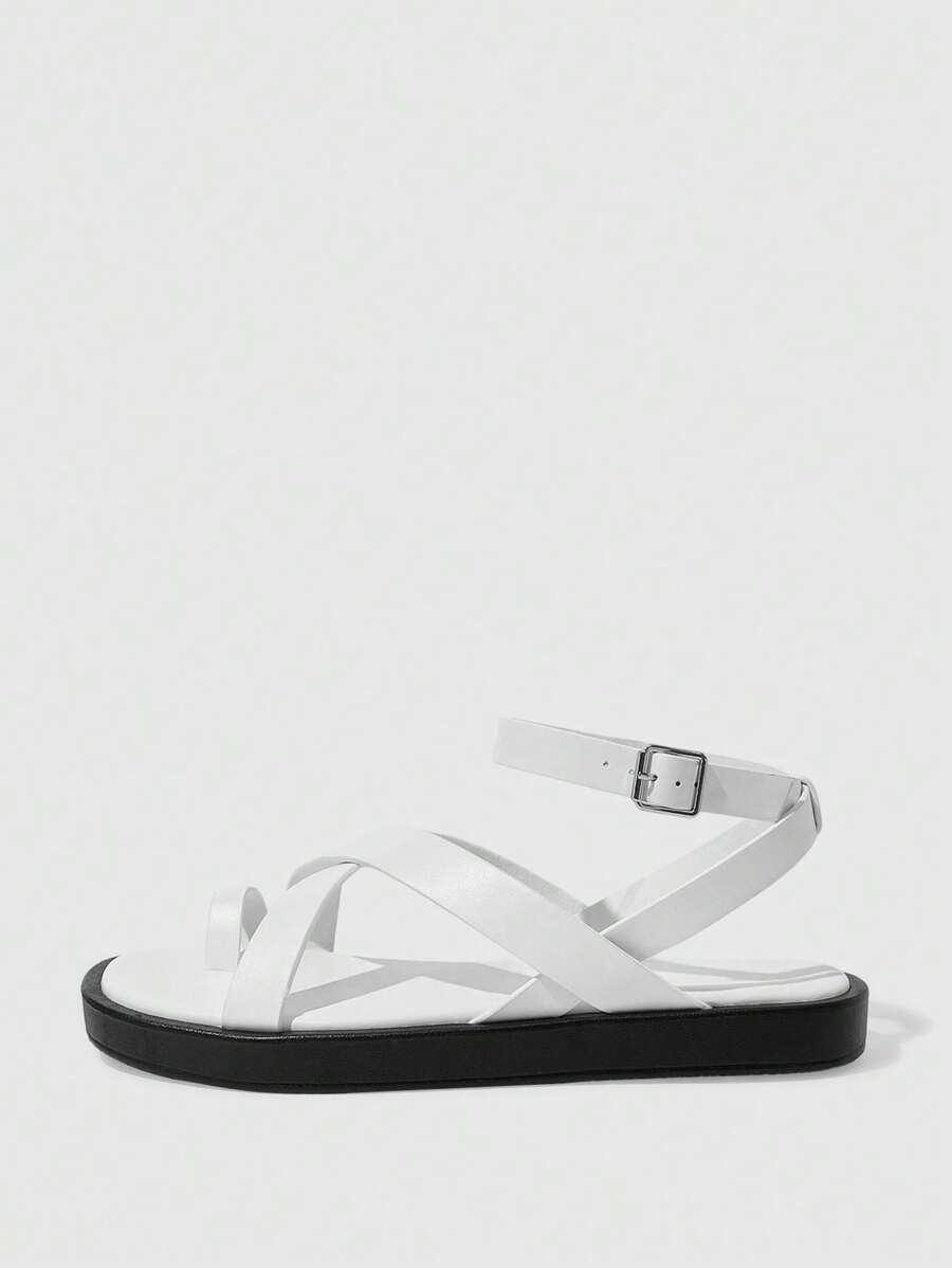 HighSole Sandali piatti bianchi da spiaggia, stile vacanza, per donna
