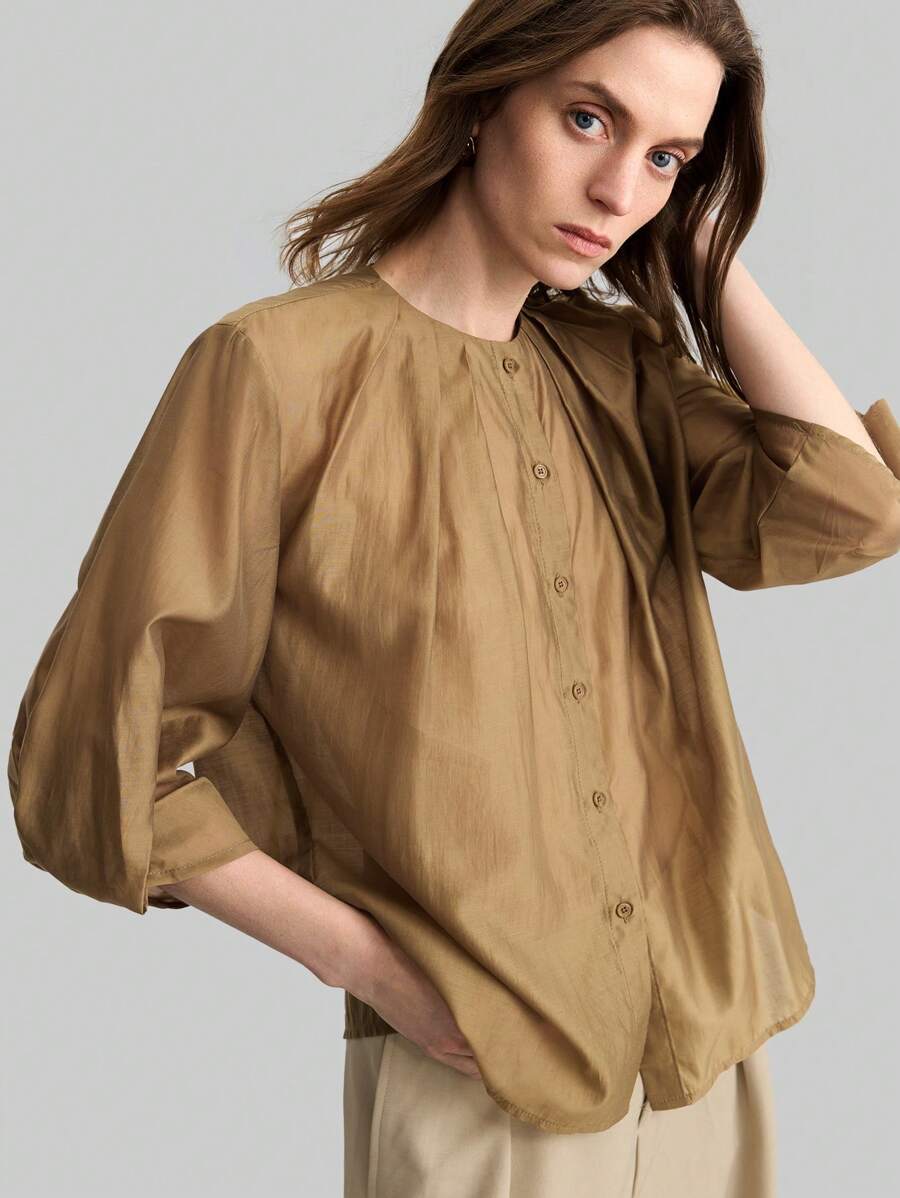 Ontre 2 piezas Blusas de mujer casuales de unicolor con mangas farol, camiseta elegante para el verano, festivales de música, fiesta