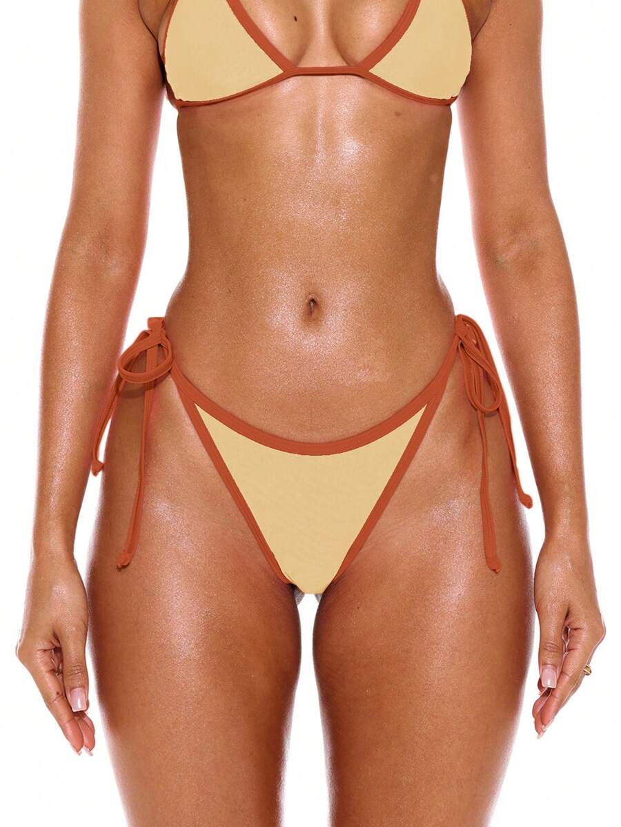 Musera Resort Braga de bikini a juego con recortes en contraste y lazos laterales, para vacaciones de verano y primavera, ropa de playa sexy para Ibiza