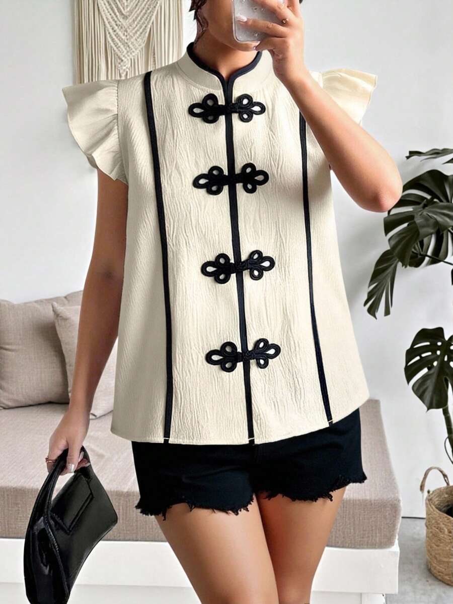 Elenzga Camicetta elegante da donna taglia comoda, con colletto a fiocco, texture intrecciata e righe a contrasto, romantica ed elegante