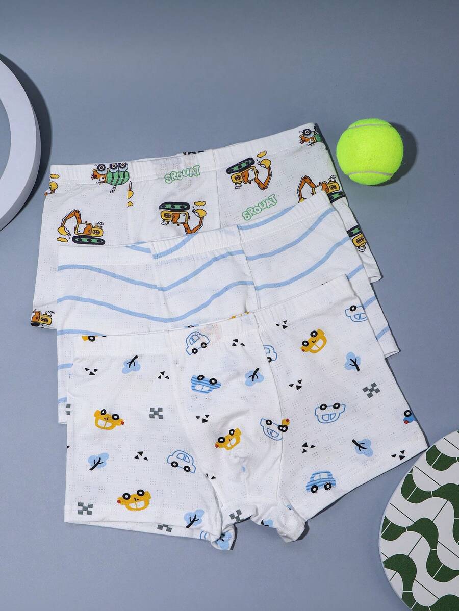 paquete de 3 calzoncillos tipo bóxer con diseño de dibujos animados de moda lindos para niños preadolescentes