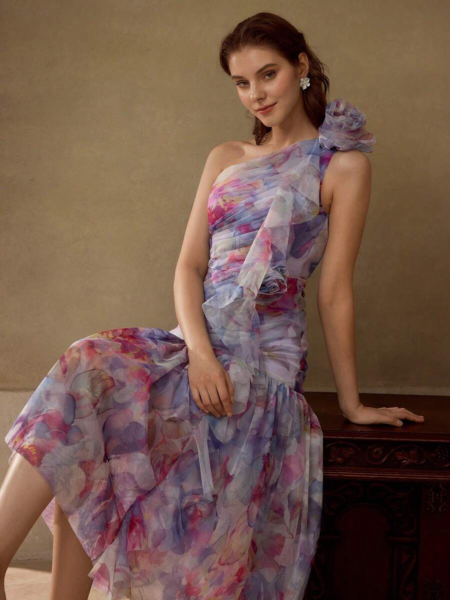 MOTF PREMIUM STEREO FLORAL ALL OVER PRINT DRESS