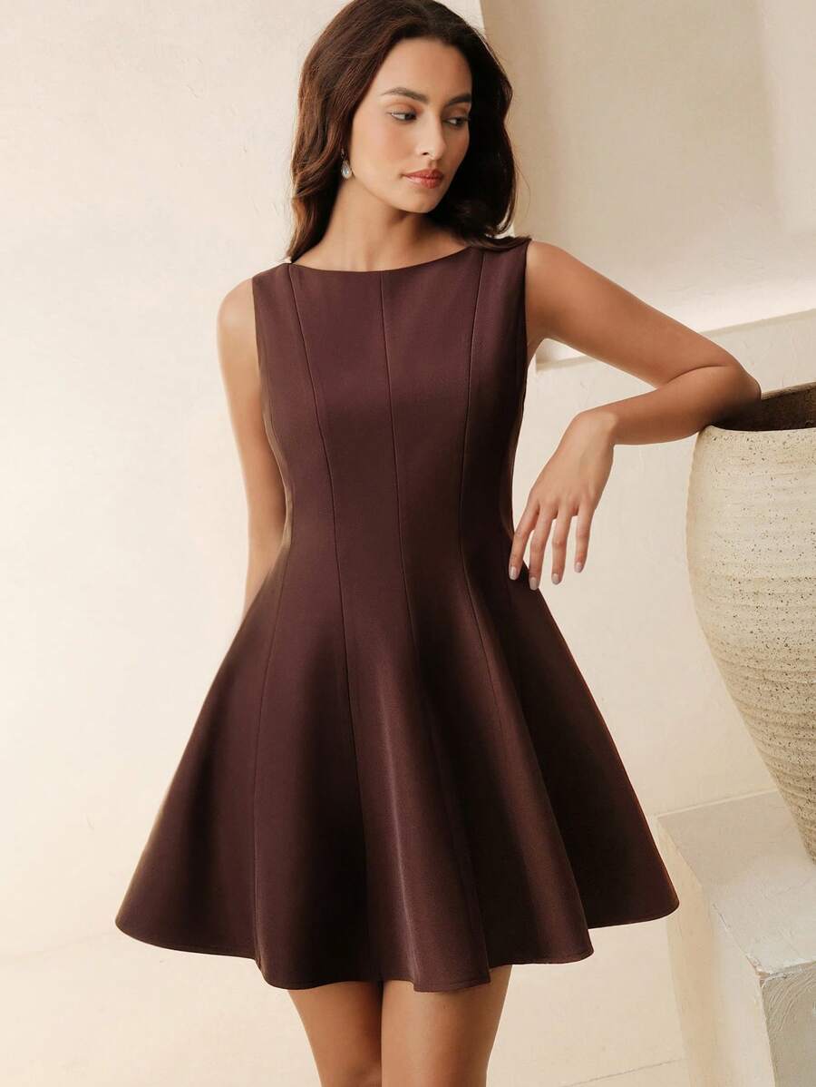 Anewsta Elegant Sleeveless V-Neck Short Women's Dress