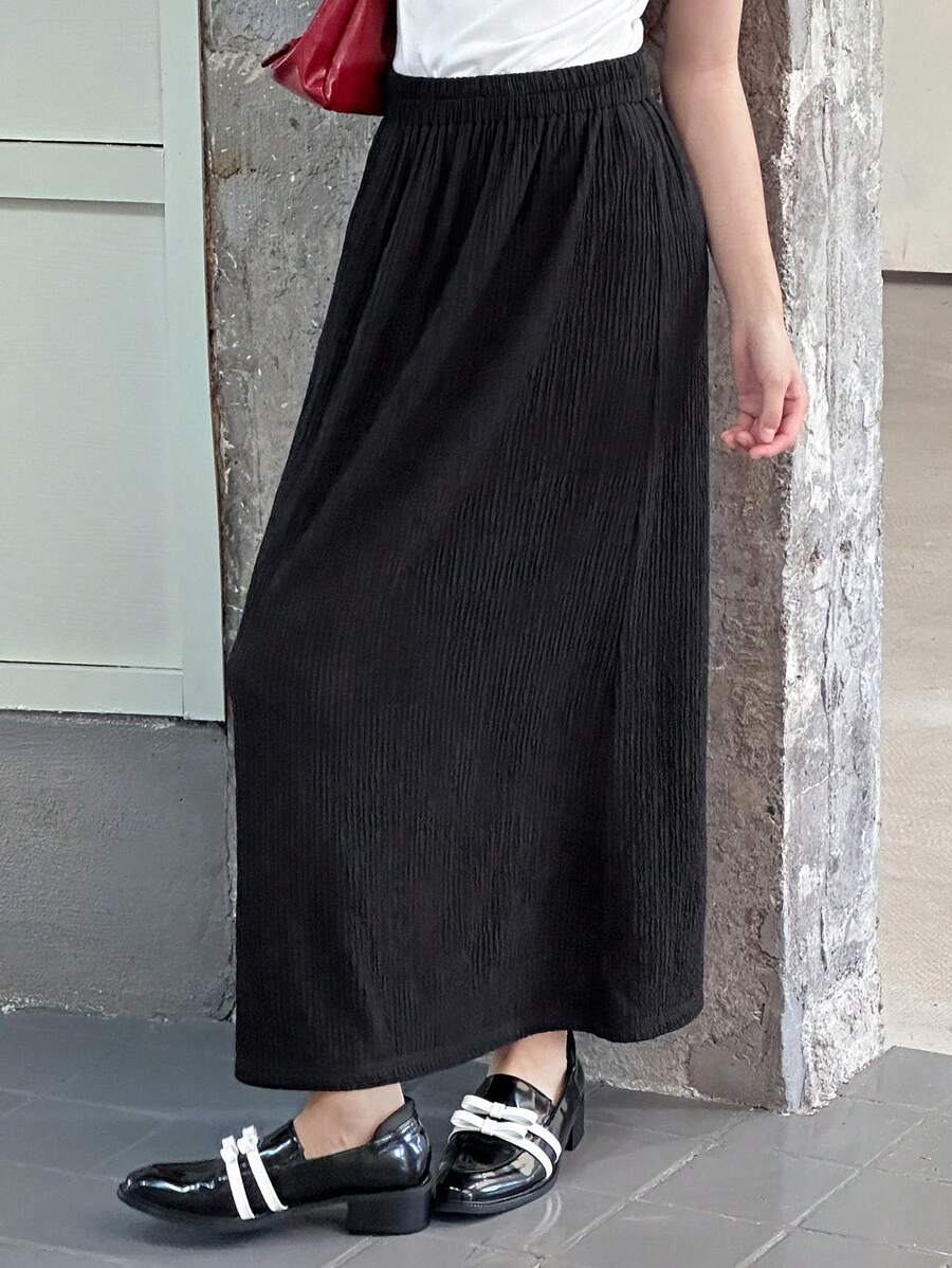 DAZY Teen Girl Solid Color Elastic Waist Casual Long Skirt,Girls Summer Outfits,Back To School Clothes