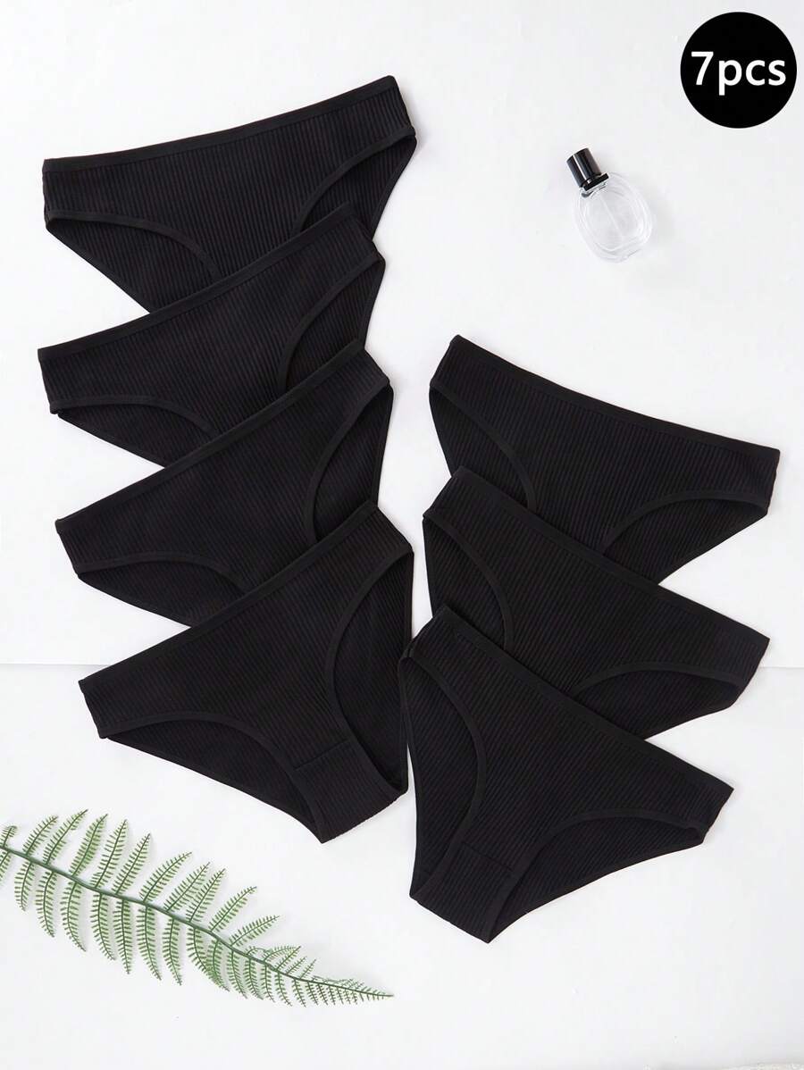 7 paia di leggings neri a costine in tinta unita per ragazze più grandi