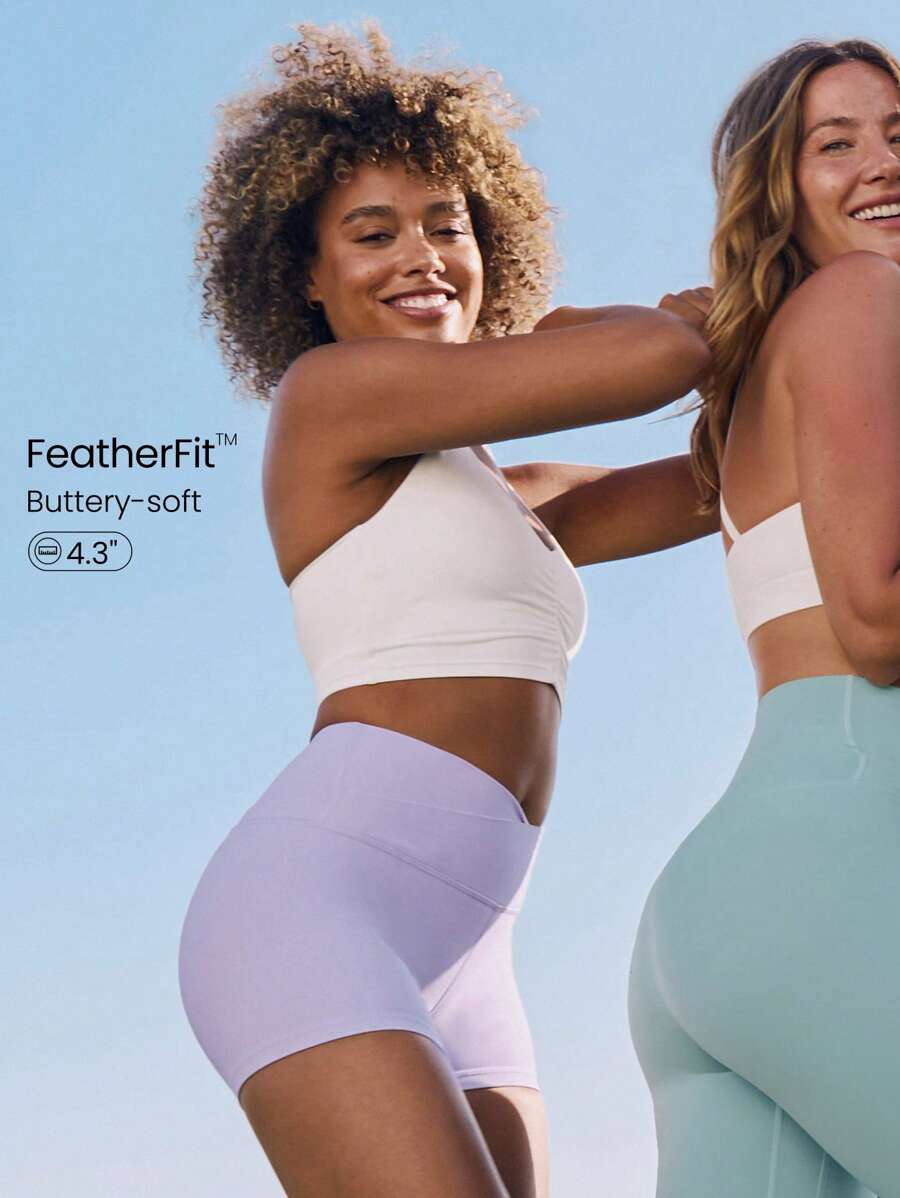 GLOWMODE 4.3" FeatherFit™ Crossover Cutie Biker Shorts Low Impact Cycling Running Gym Workout Summer