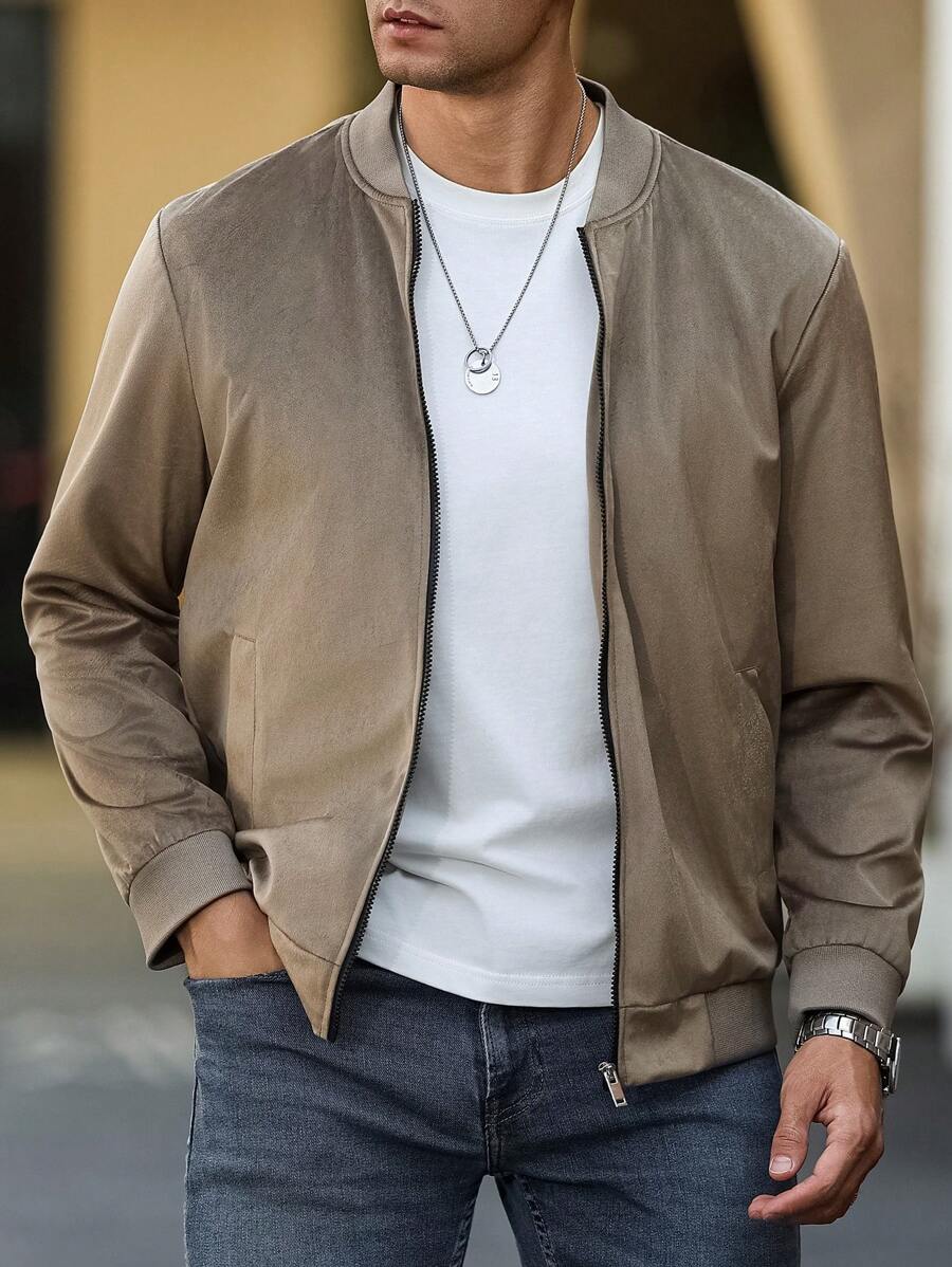 Manfinity Homme Chaqueta y abrigo casuales minimalistas de unicolor para hombres de talla grande