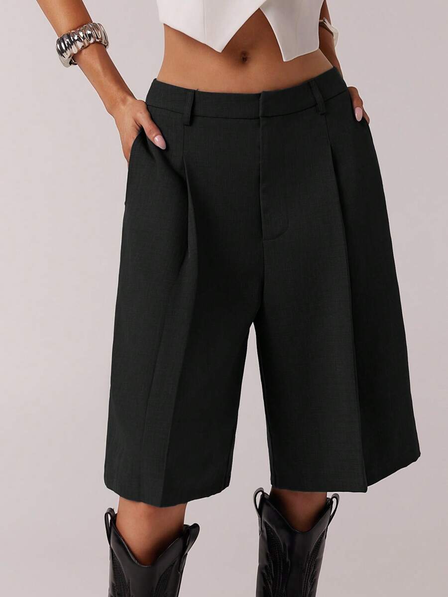 SHEIN Forever 21 Wiosna Proste Dojazdy Szare Bermudy Damskie Szorty Garnitur