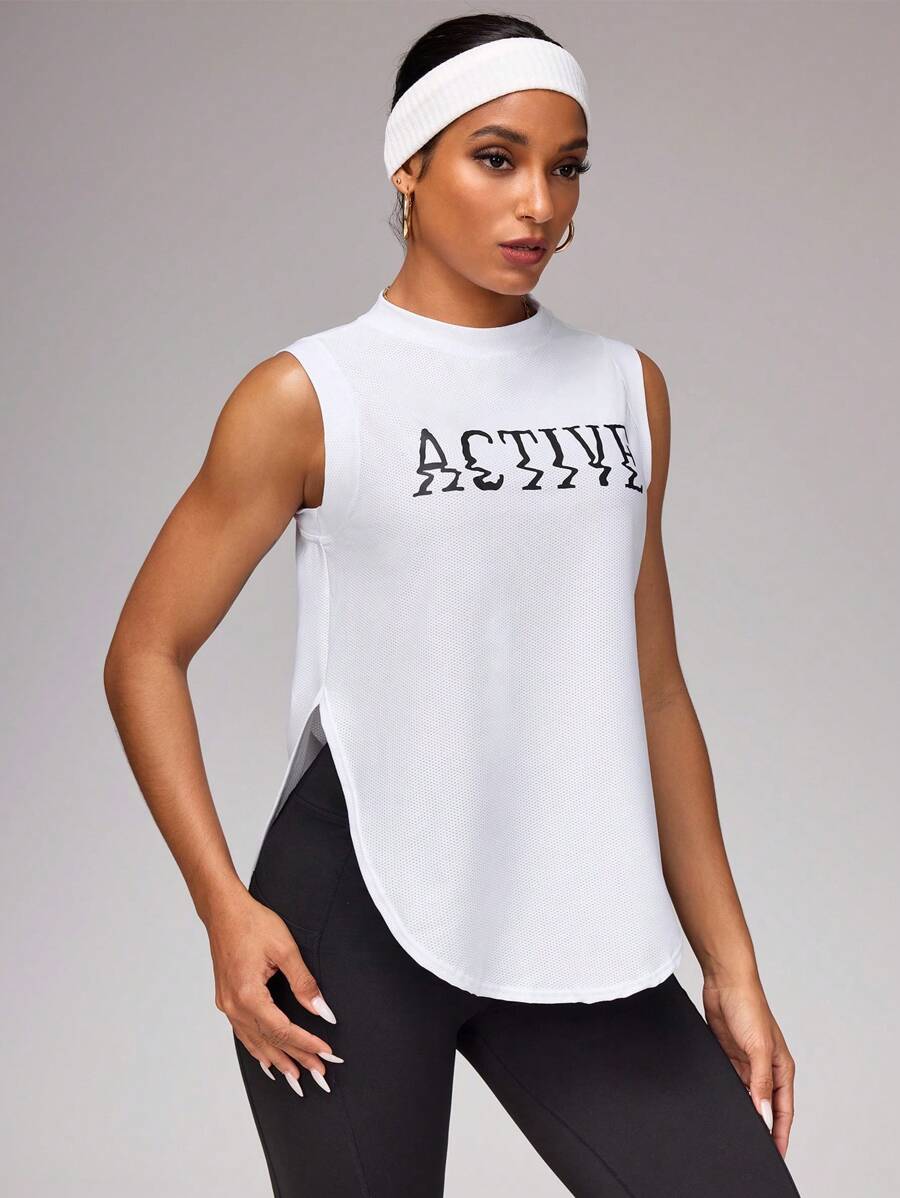 SHEIN Sport Studio Locker sitzende weit geschnittene weiße Damen Sport Racerback Tank Top für Laufen und Training