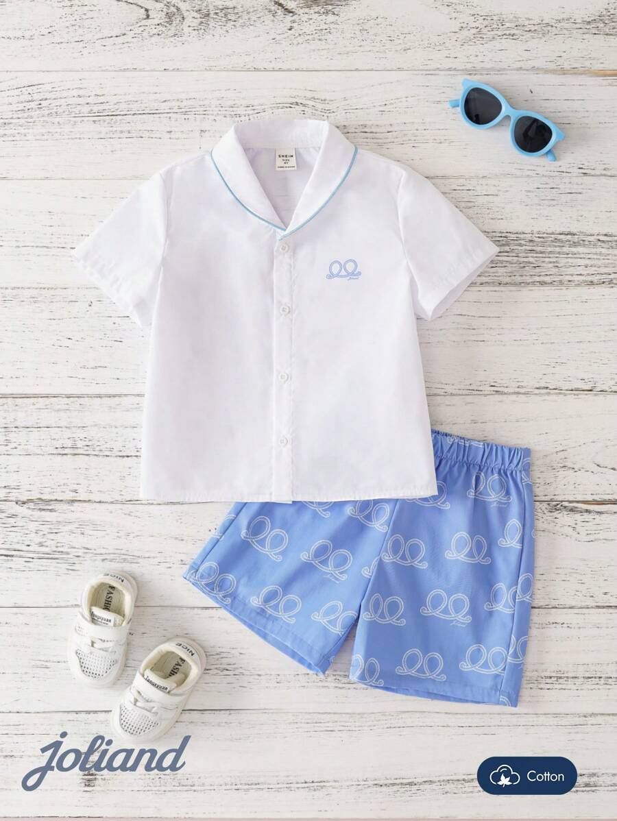 Joliand Joliand Set de 2 piezas para niños pequeños que consta de una camisa elegante y urbana con rayas verdes y pantalones cortos color caqui, incluye moño color rosa, adecuado para bodas, fiestas, salidas, picnics, verano