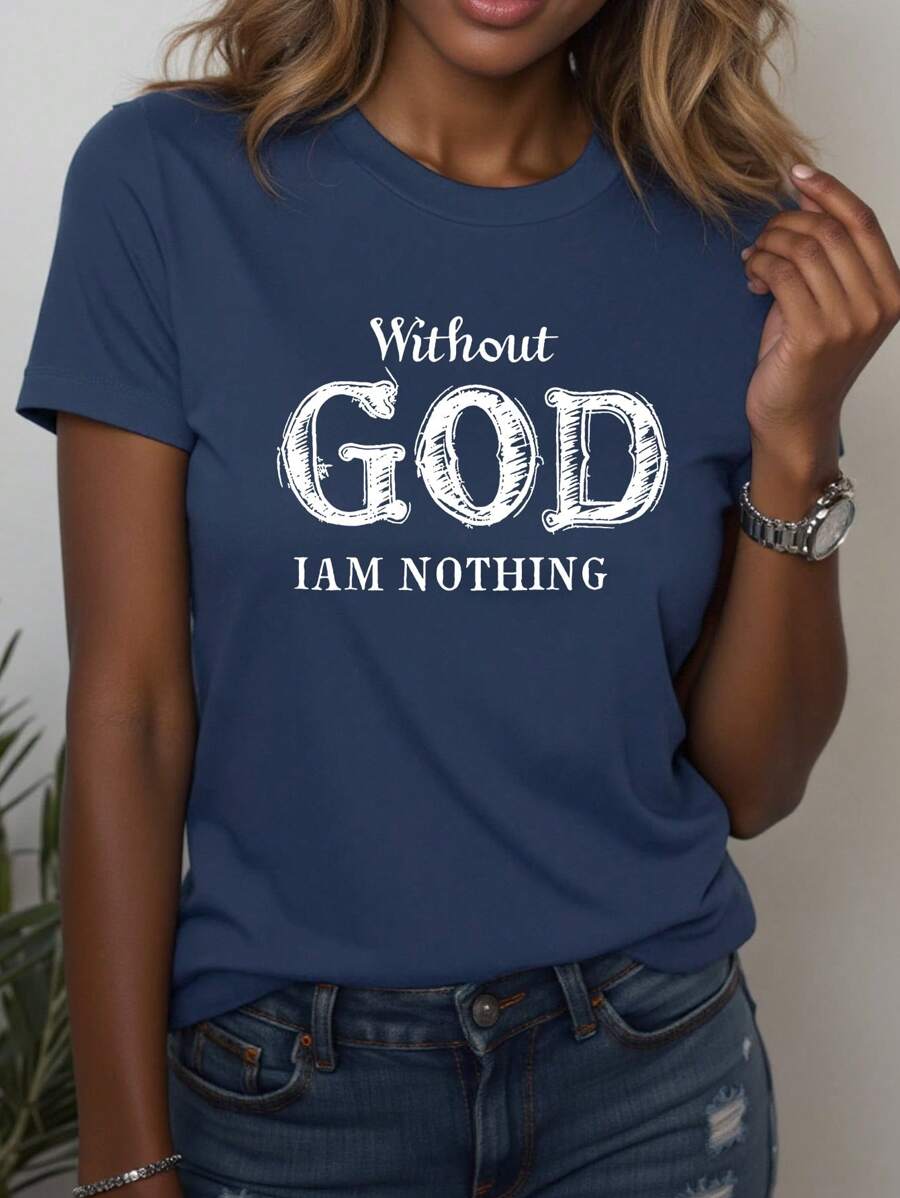 INAWLY Slogan Graphic Tee Graphic Tees Women Tops
