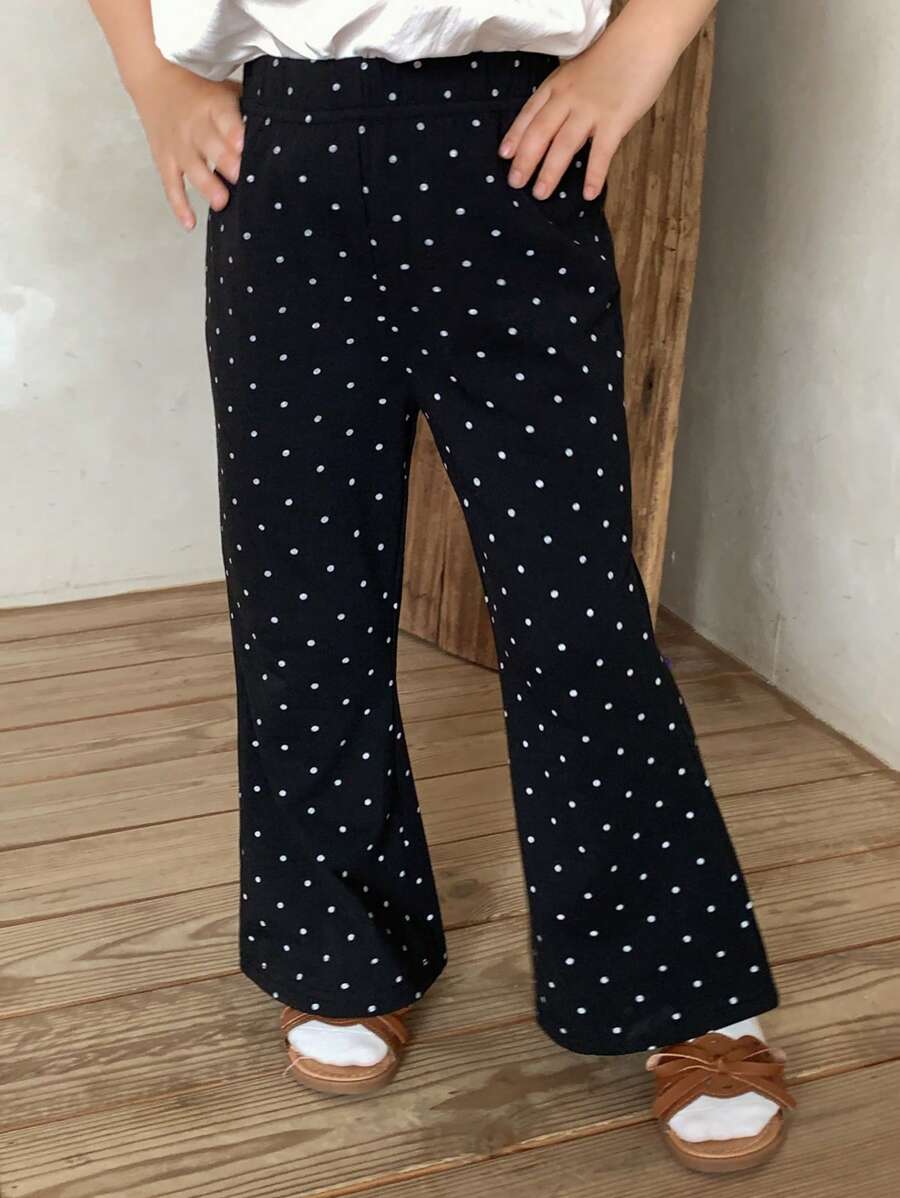DAZY Young Girl' Polka Dot Flare Pants, Korean Style Fresh Long Trousers,Girls Summer Outfits