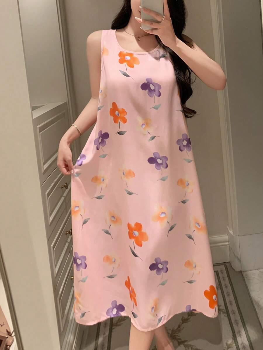 DAZY Camisón de mujer sin mangas con estampado floral