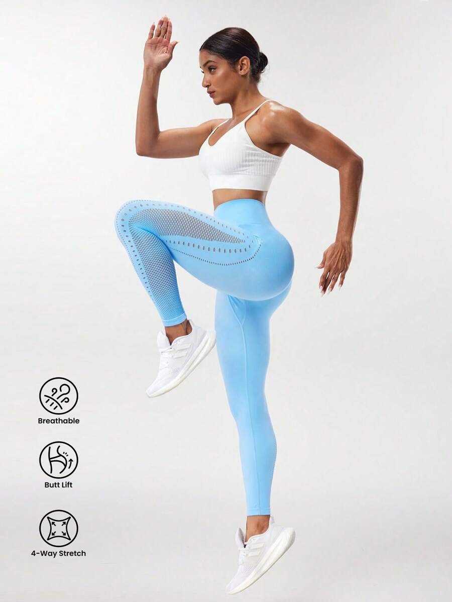 Seamluxe SHEIN Sport Einfarbige Yoga-Leggings mit hoher Taille für Damen, Cut Out