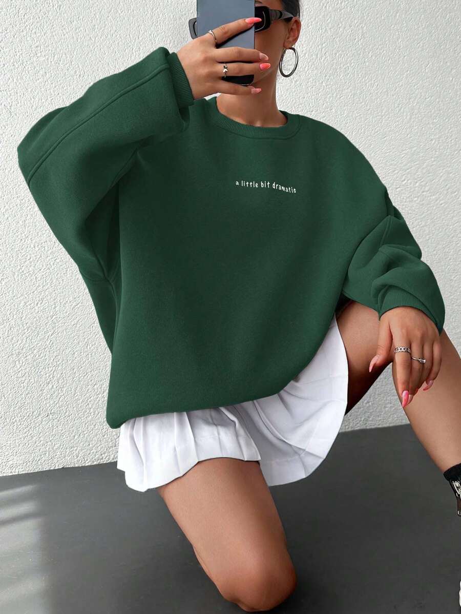 Cottnline Sudadera holgada informal con impresión de letra para mujer
