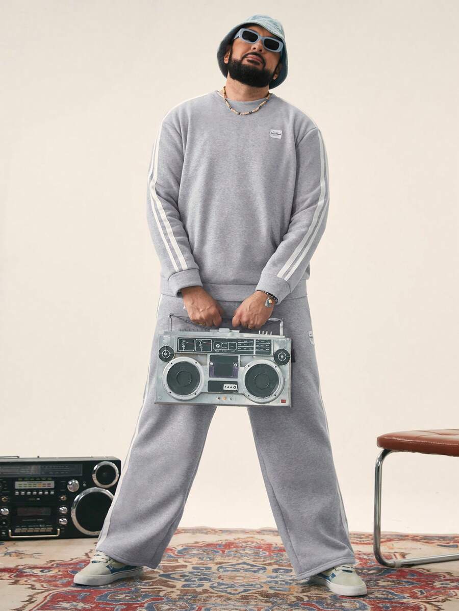 Manfinity NXTstreet 1set Men's Plus Size Hooded Sweatshirt And Sweatpants Sets
