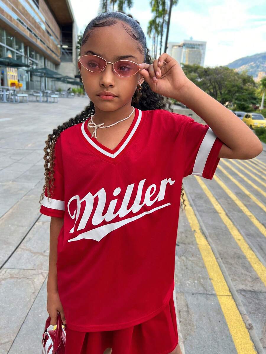 Blusa informal holgada con estampado naranja para niñas preadolescentes
