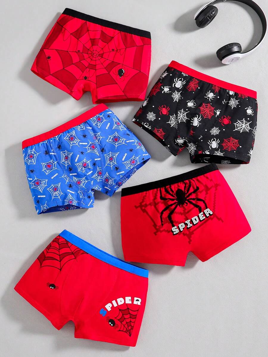 Paquete de 5 boxers cómodos de algodón con estampado para niños pequeños